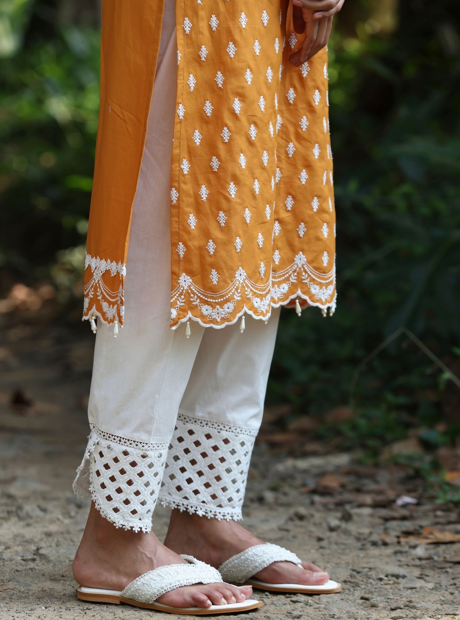 Mulmul Orange Supima Cotton Grace Kurta