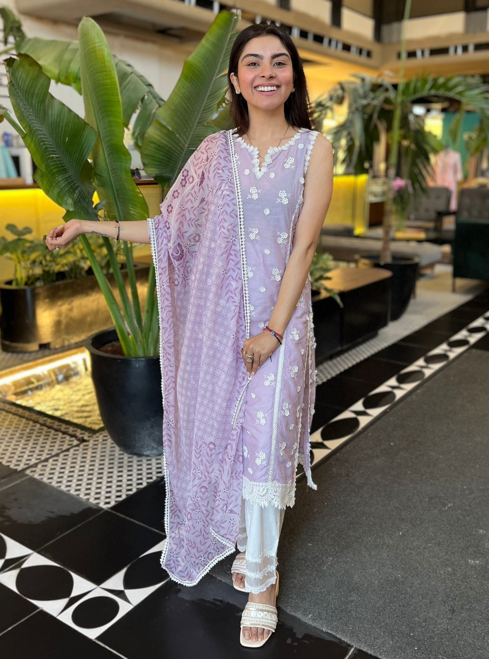 Tesni Supima Cotton Lilac Kurta Set
