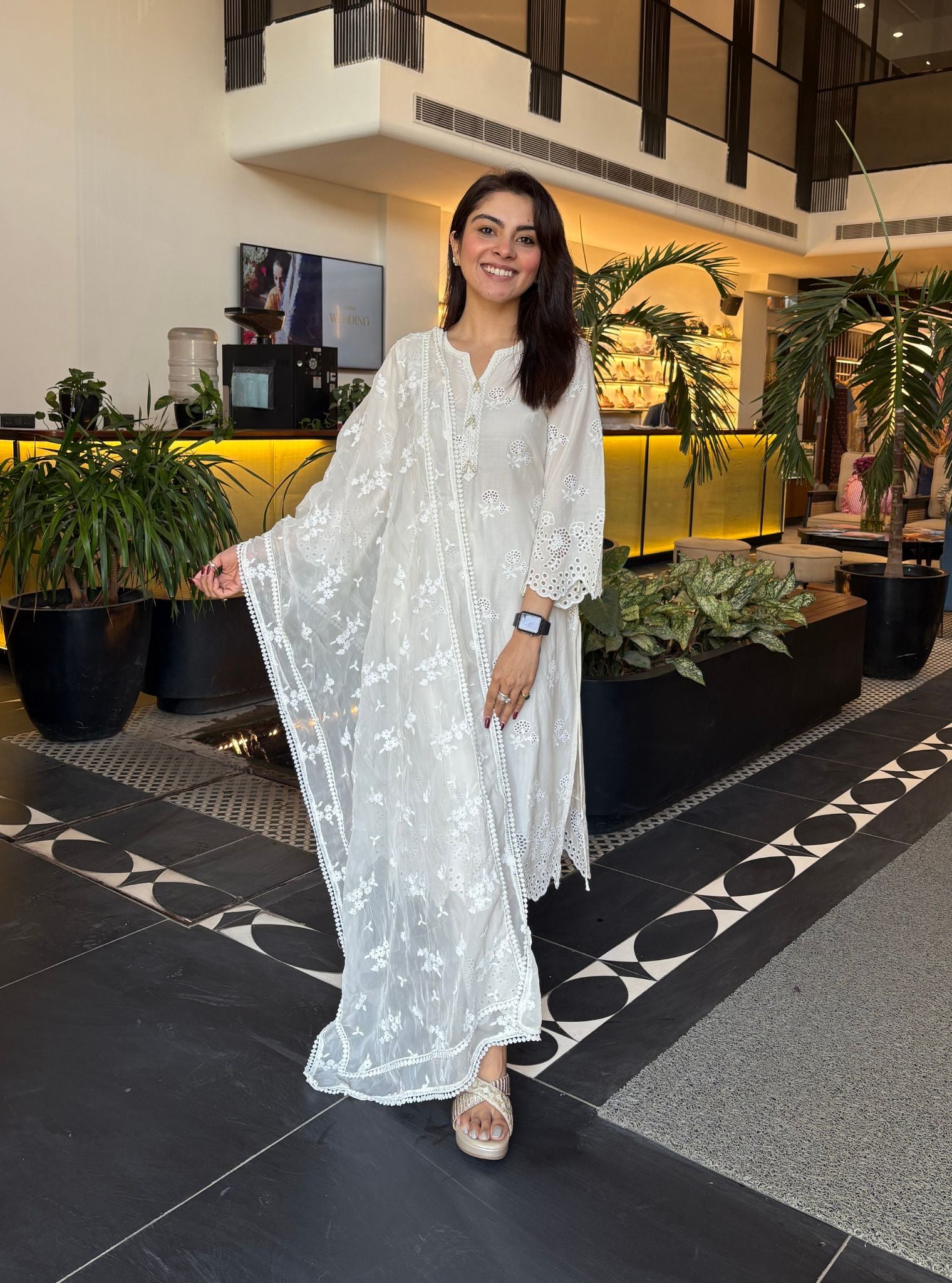 Dahna Supima Cotton White Kurta Set