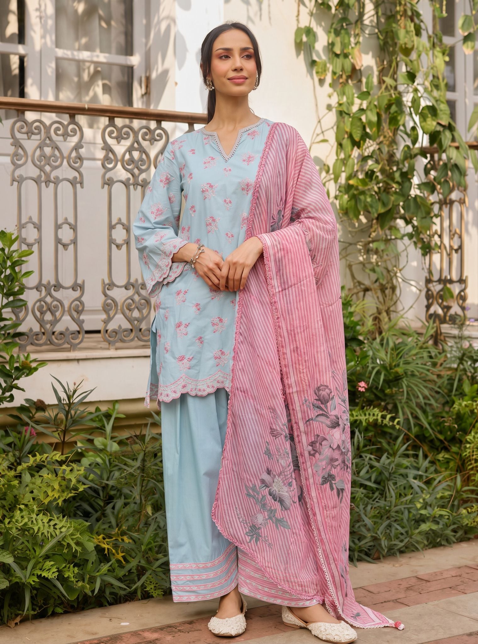 Aviya Supima Cotton Lilac Kurta With Farshi Salwar