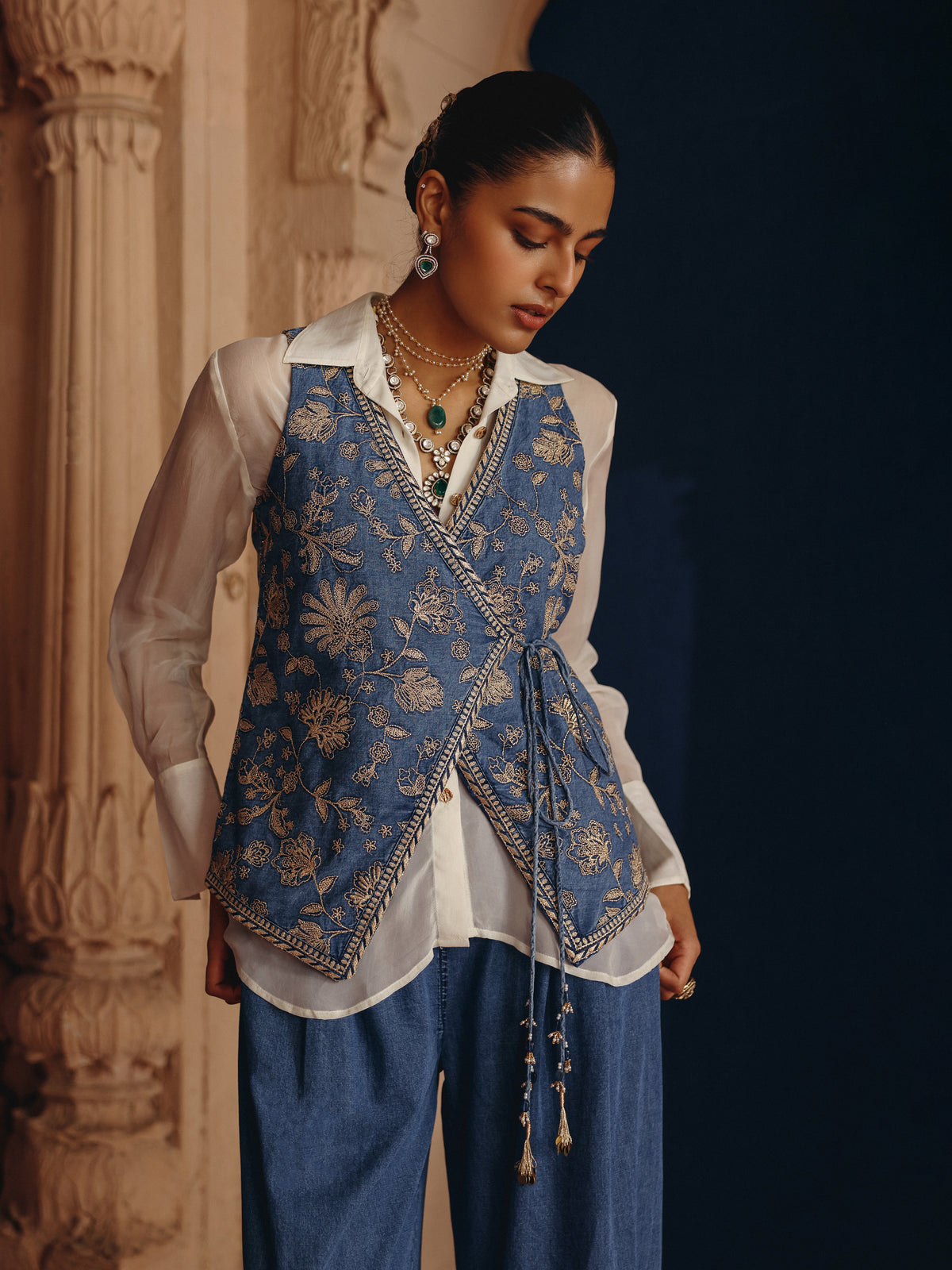Dhuni Denim Waistcoat Co-ord Set