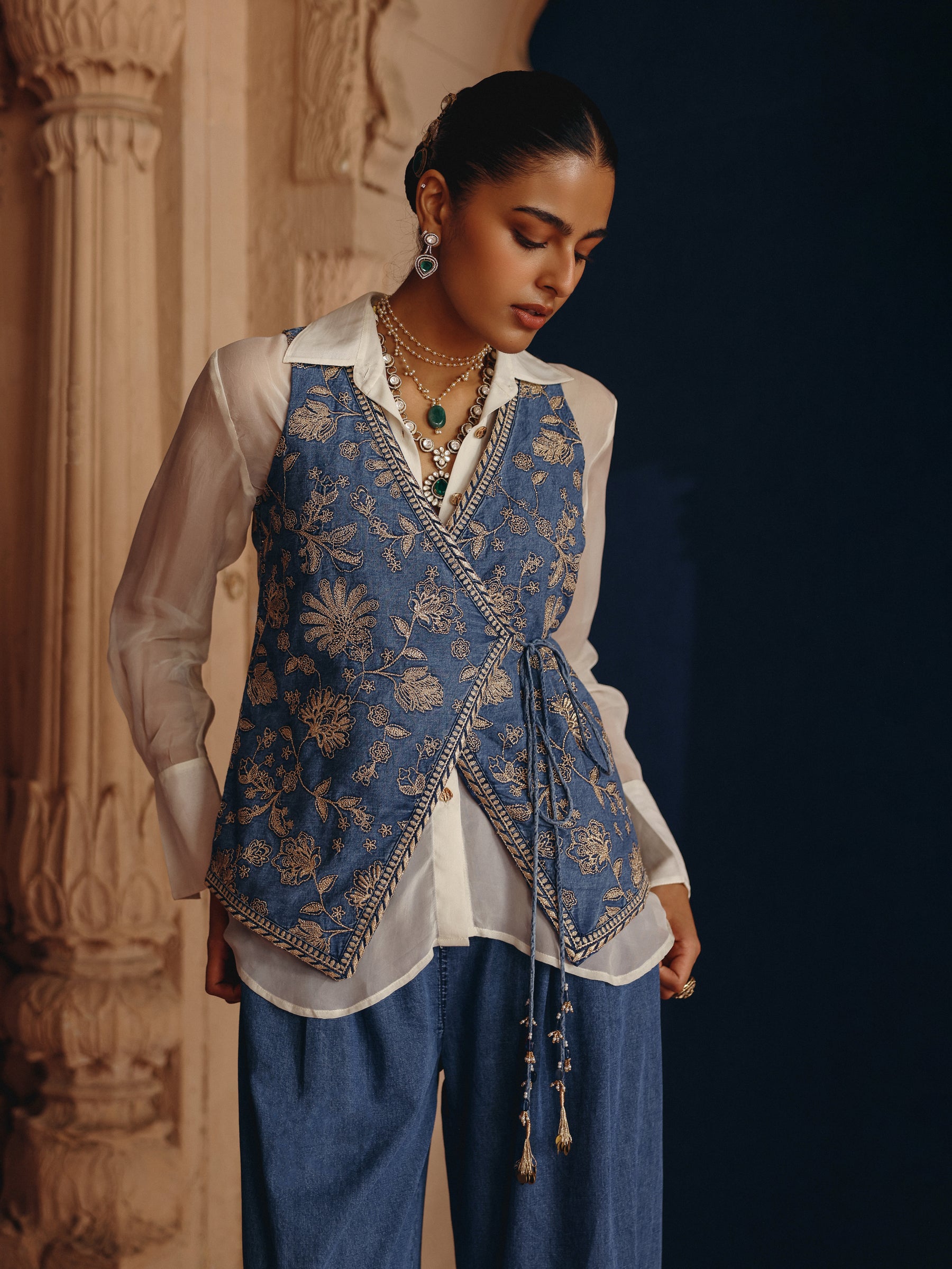 Dhuni Denim Waistcoat Co-ord Set