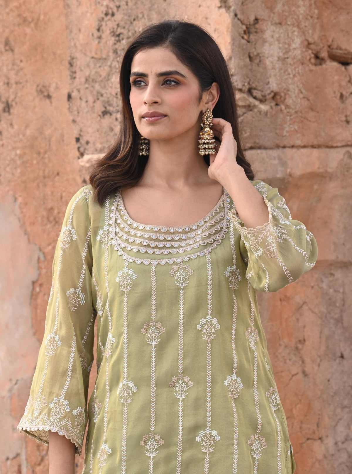 Sage Green Organic Mulmul Dupatta