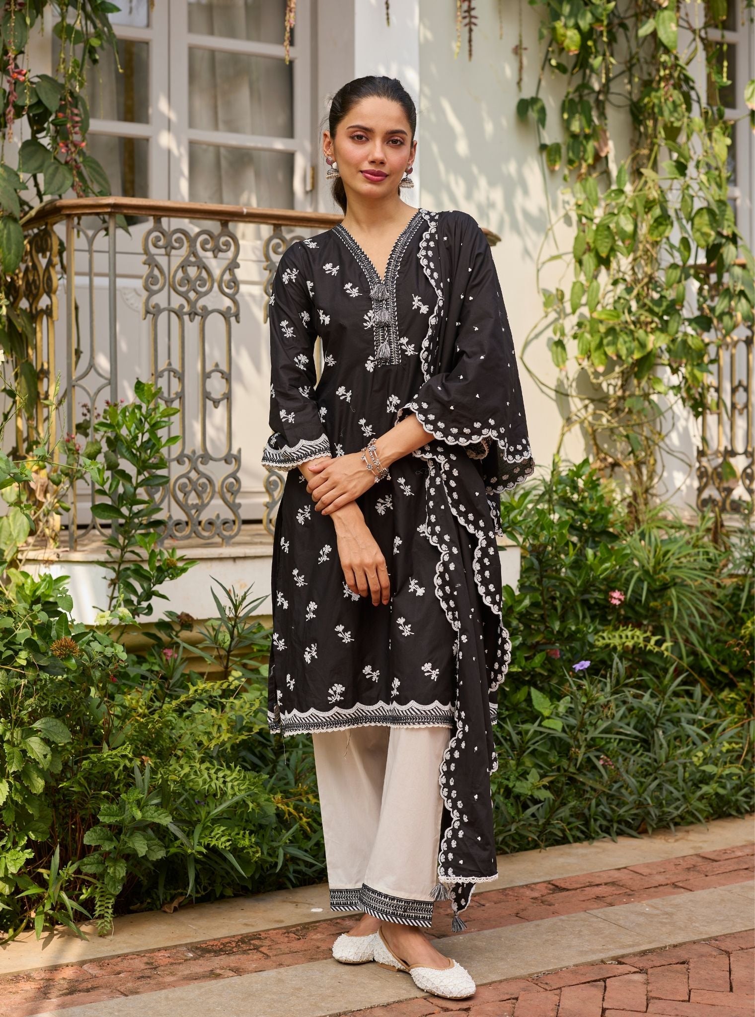 Airaani Supima Cotton Black Kurta Set