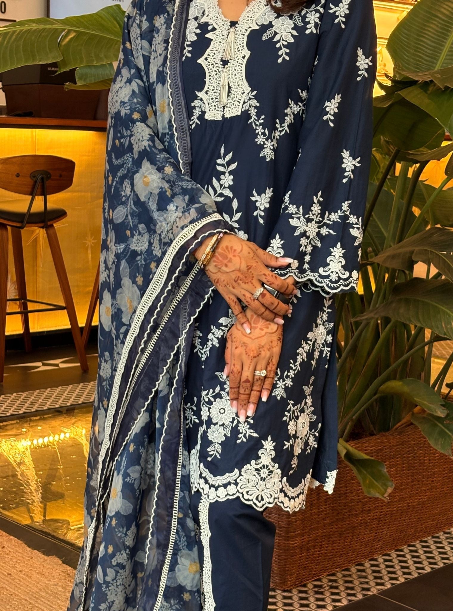 Jaitri Supima Cotton Navy Kurta Set