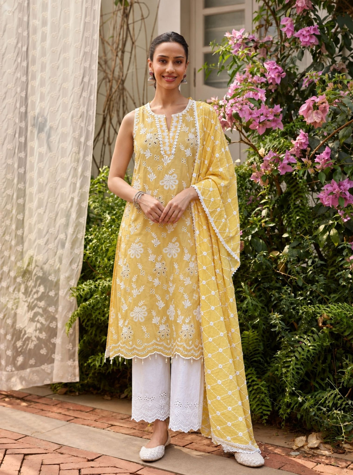 Neel Supima Cotton Yellow Kurta Set