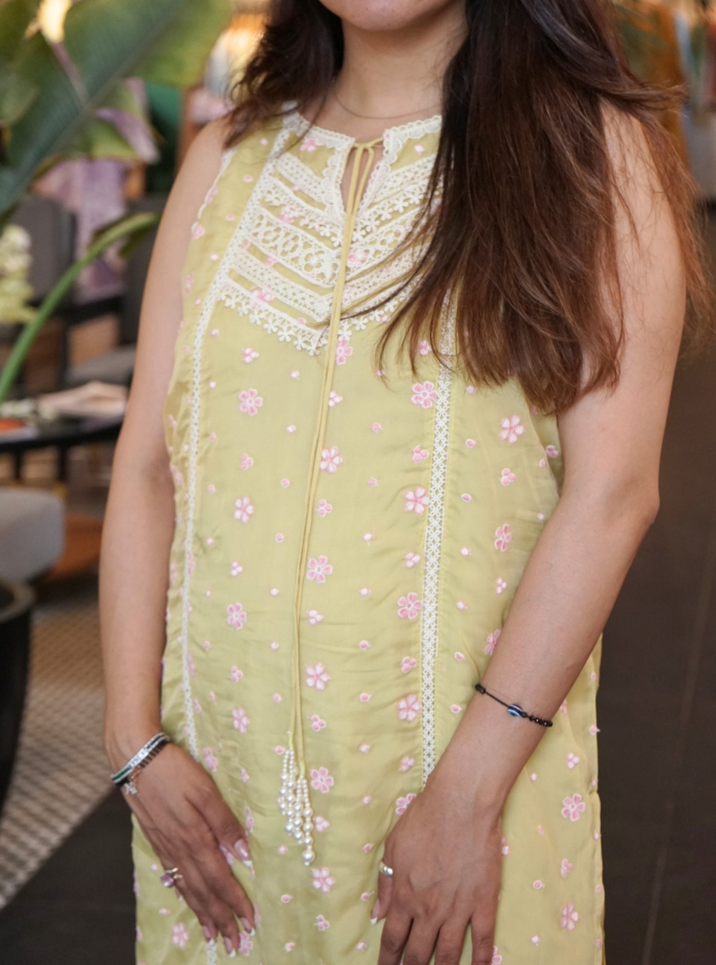Mulmul Supima Cotton Naroa Lime kurta