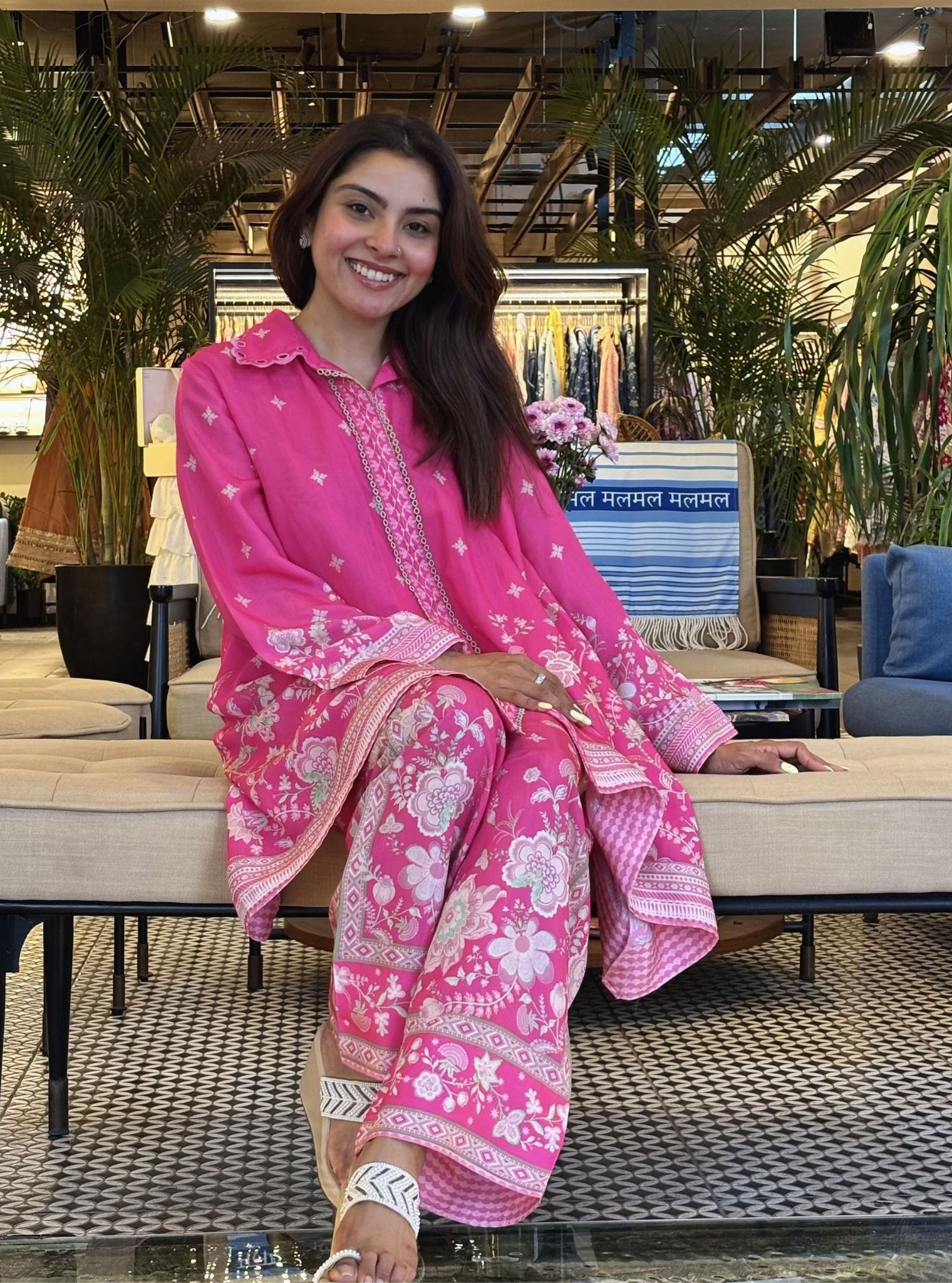 Odelle Lawn Printed Fuchsia Co-ord Set