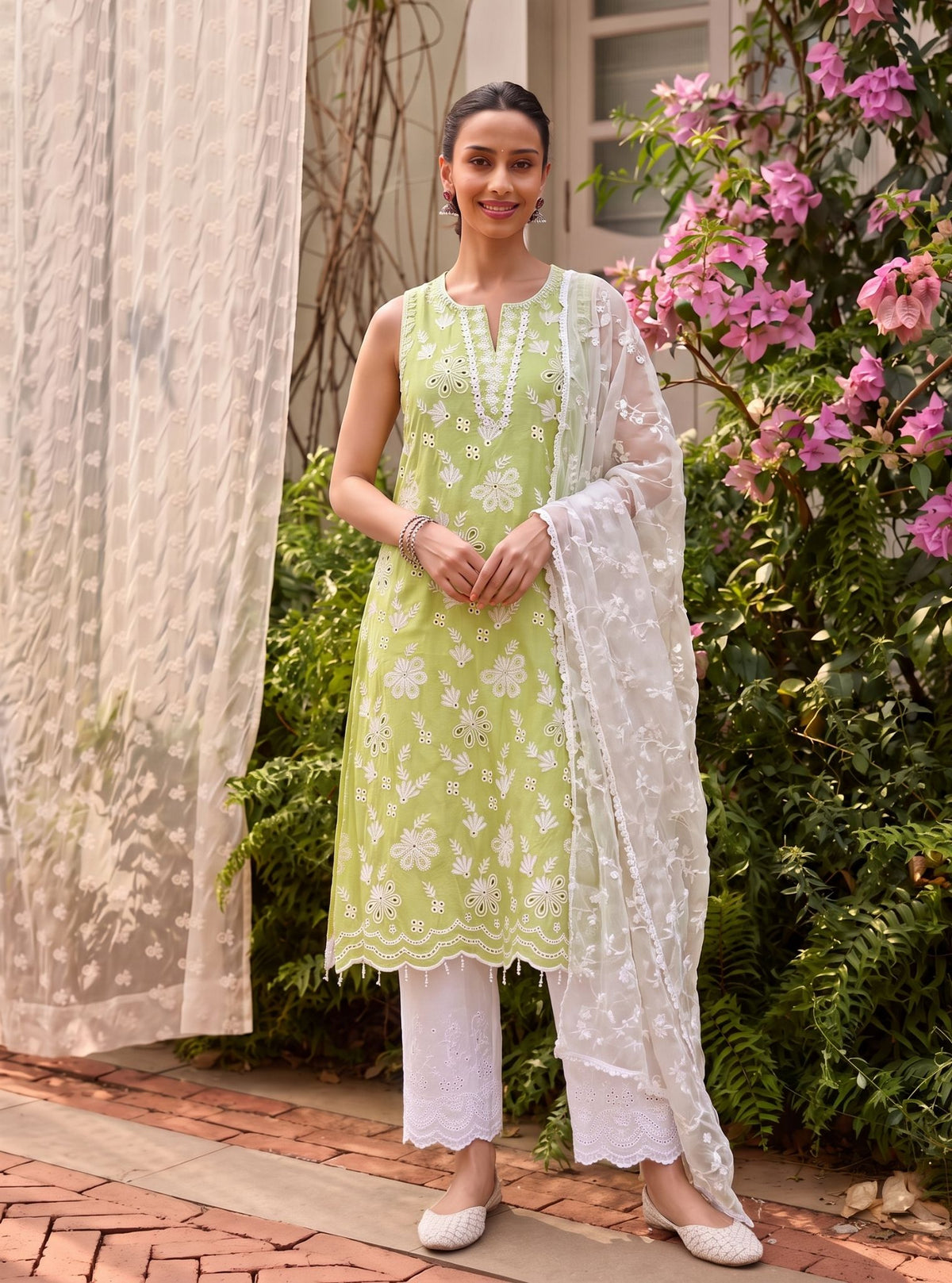 Neel Sipima Cotton Green Kurta Set