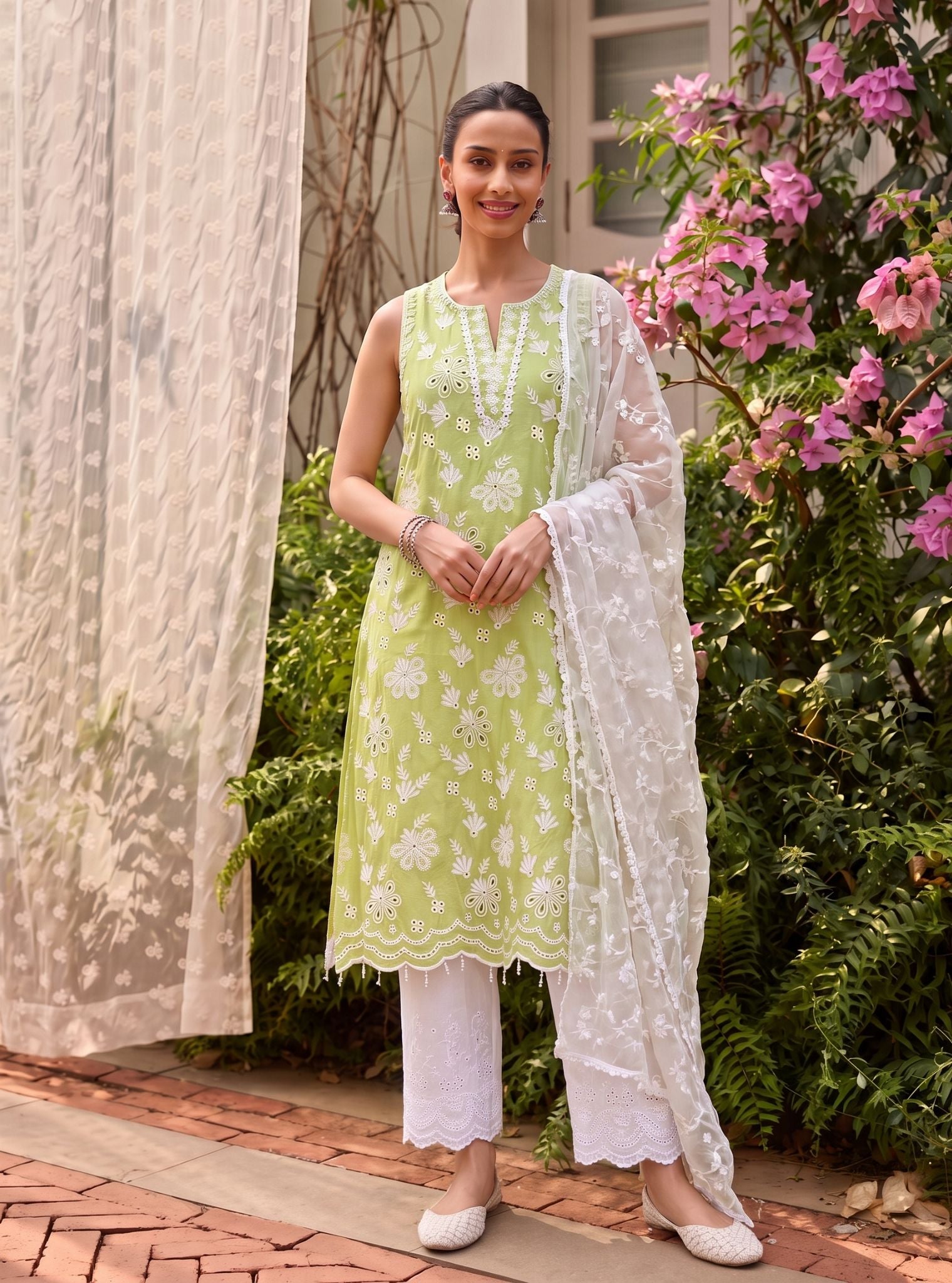 Neel Supima Cotton Green Kurta Set