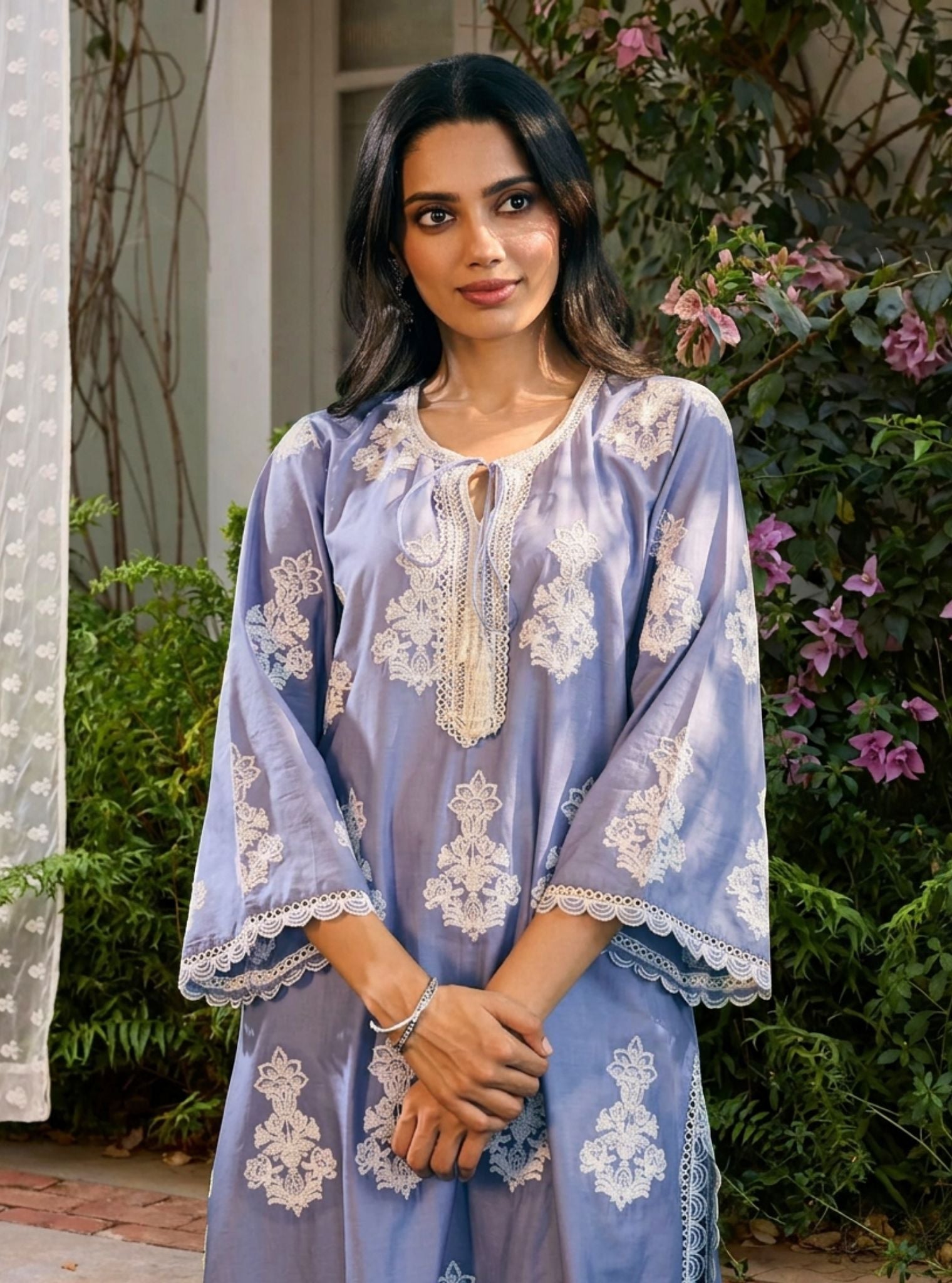 Rimi Supima Cotton Steel Blue Kurta Set