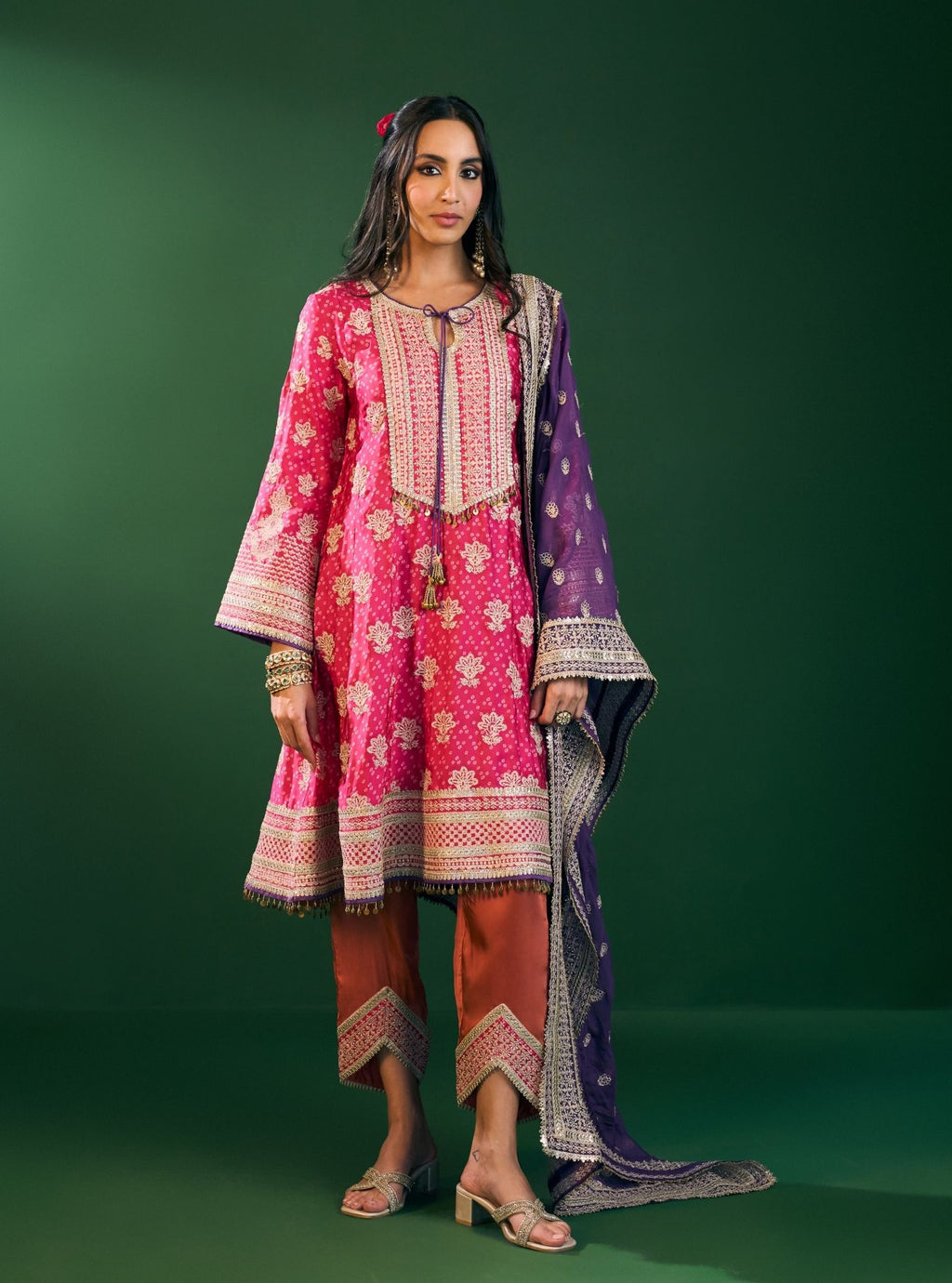 Aari Cupro Satin Off White Kurta Set main image 1