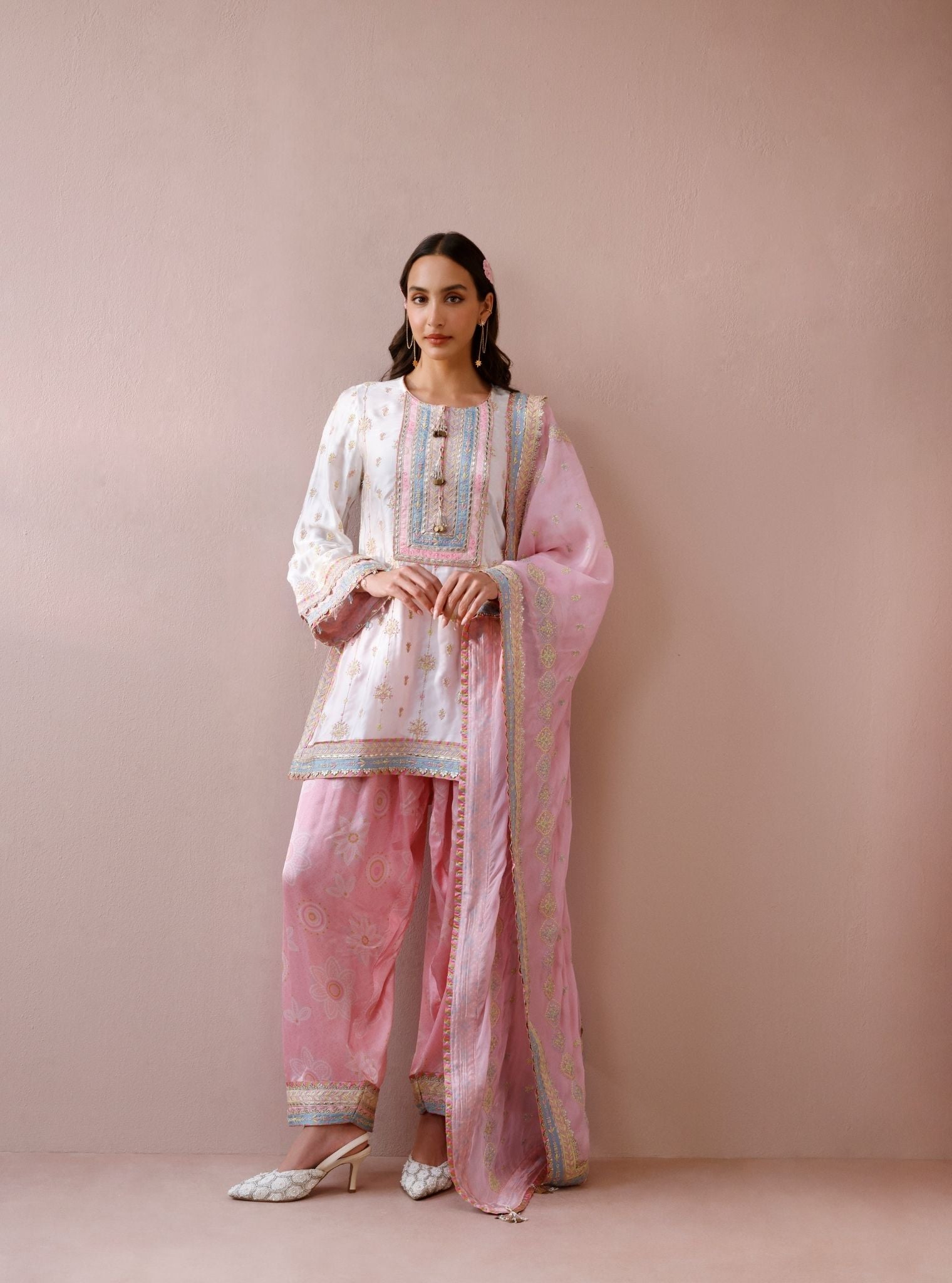 Kiva Cupro Satin Off-White with Farshi Salwar