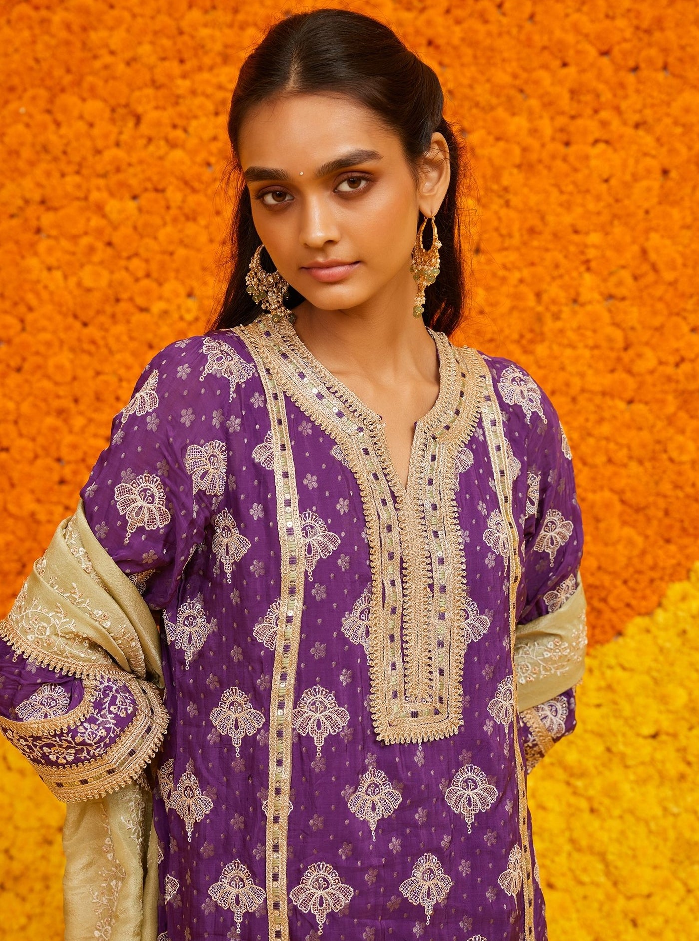 Faye Banarsi Pink Kurta Set