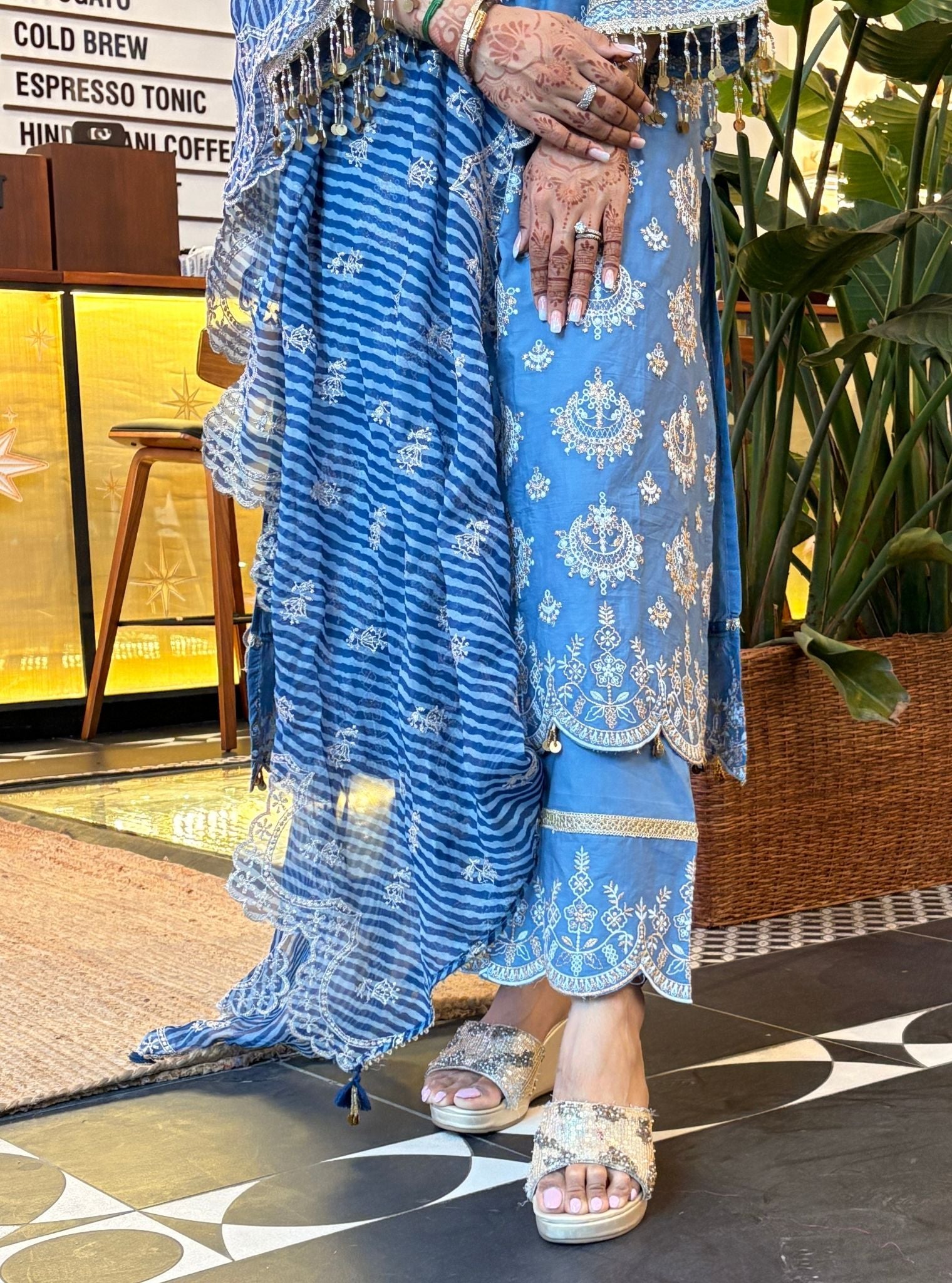 Amie Supima Cotton Denim Kurta Set