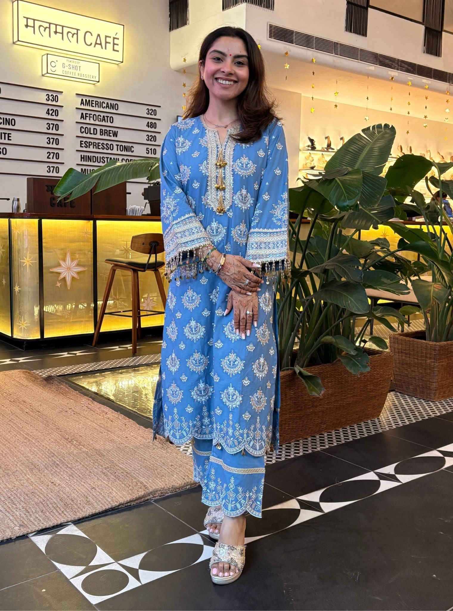 Amie Supima Cotton Denim Kurta Set