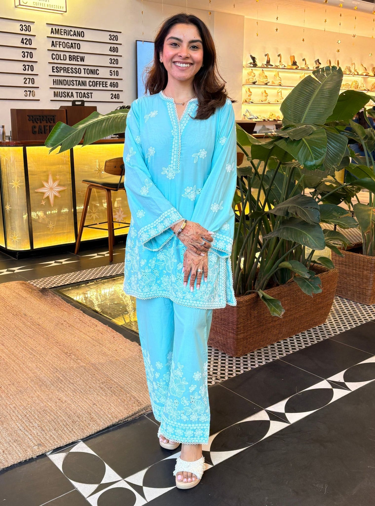 Kalani Supima Cotton Teal Blue Co-ord Set