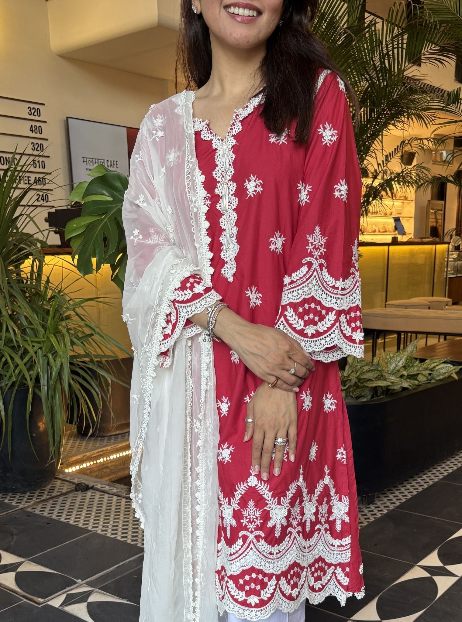 Acoi Supima Cotton Red Kurta Set