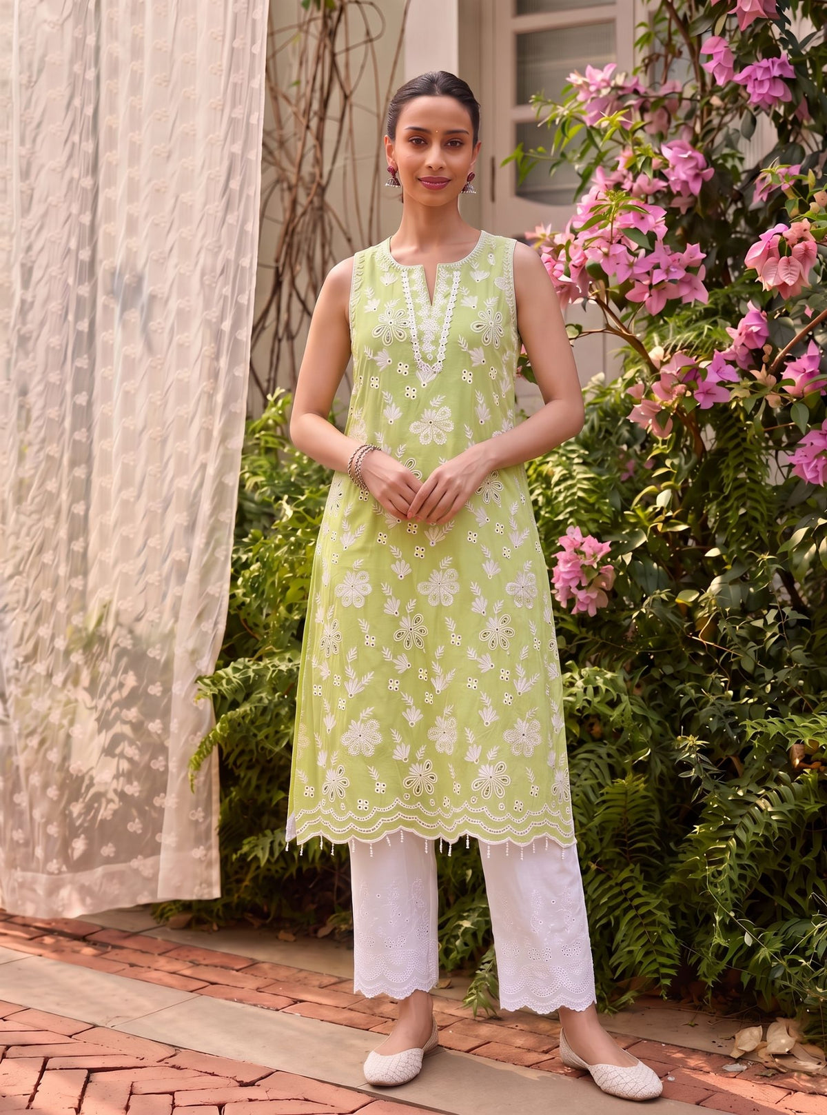 Neel Sipima Cotton Green Kurta Set