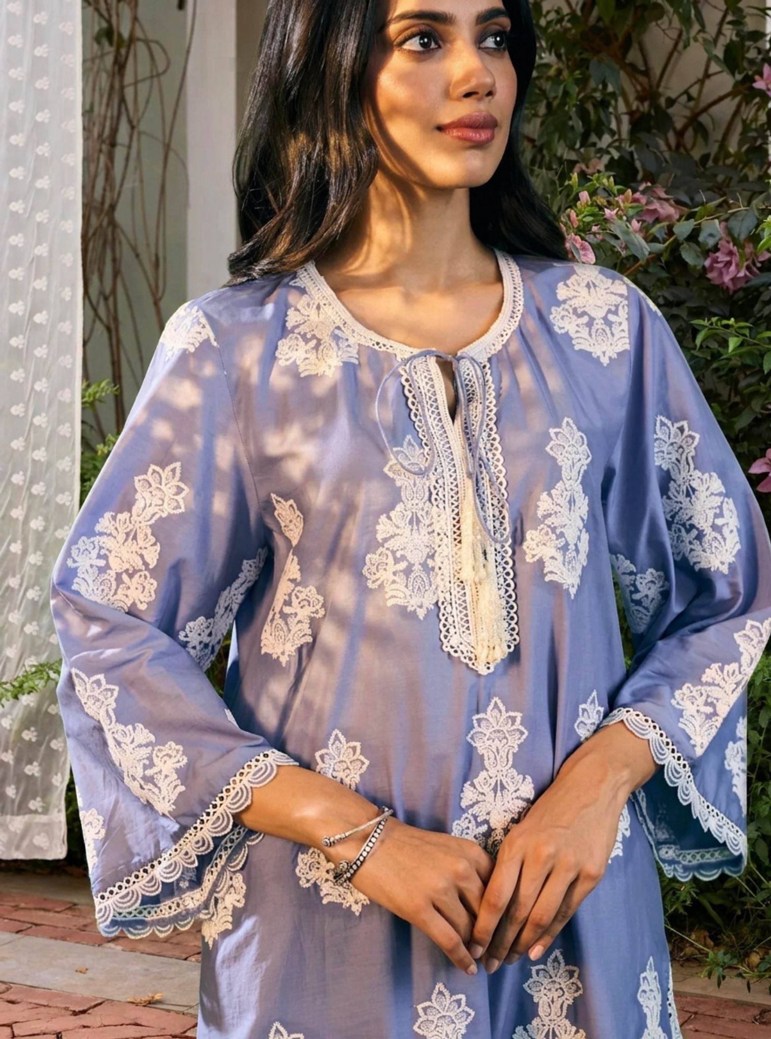Rimi Supima Cotton Steel Blue Kurta Set