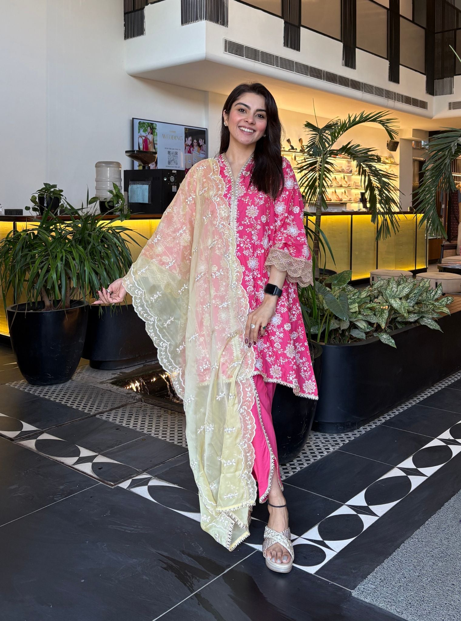 Komen Supima Cotton Fuschia Kurta Set