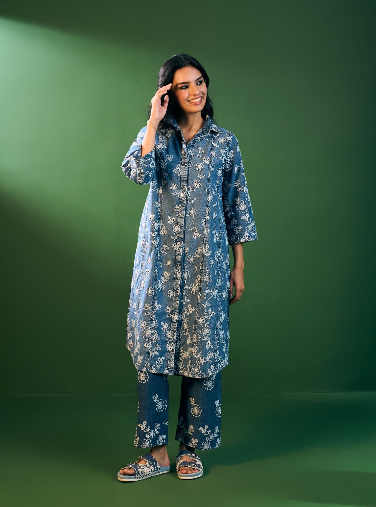 Ondra Denim Blue Kurta Set