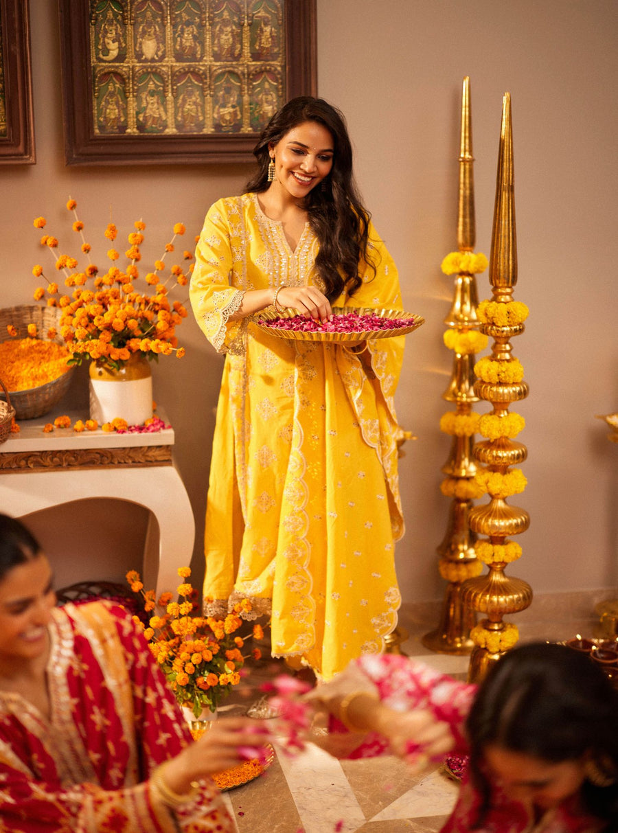 Reeva Supima Cotton Yellow Kurta Set