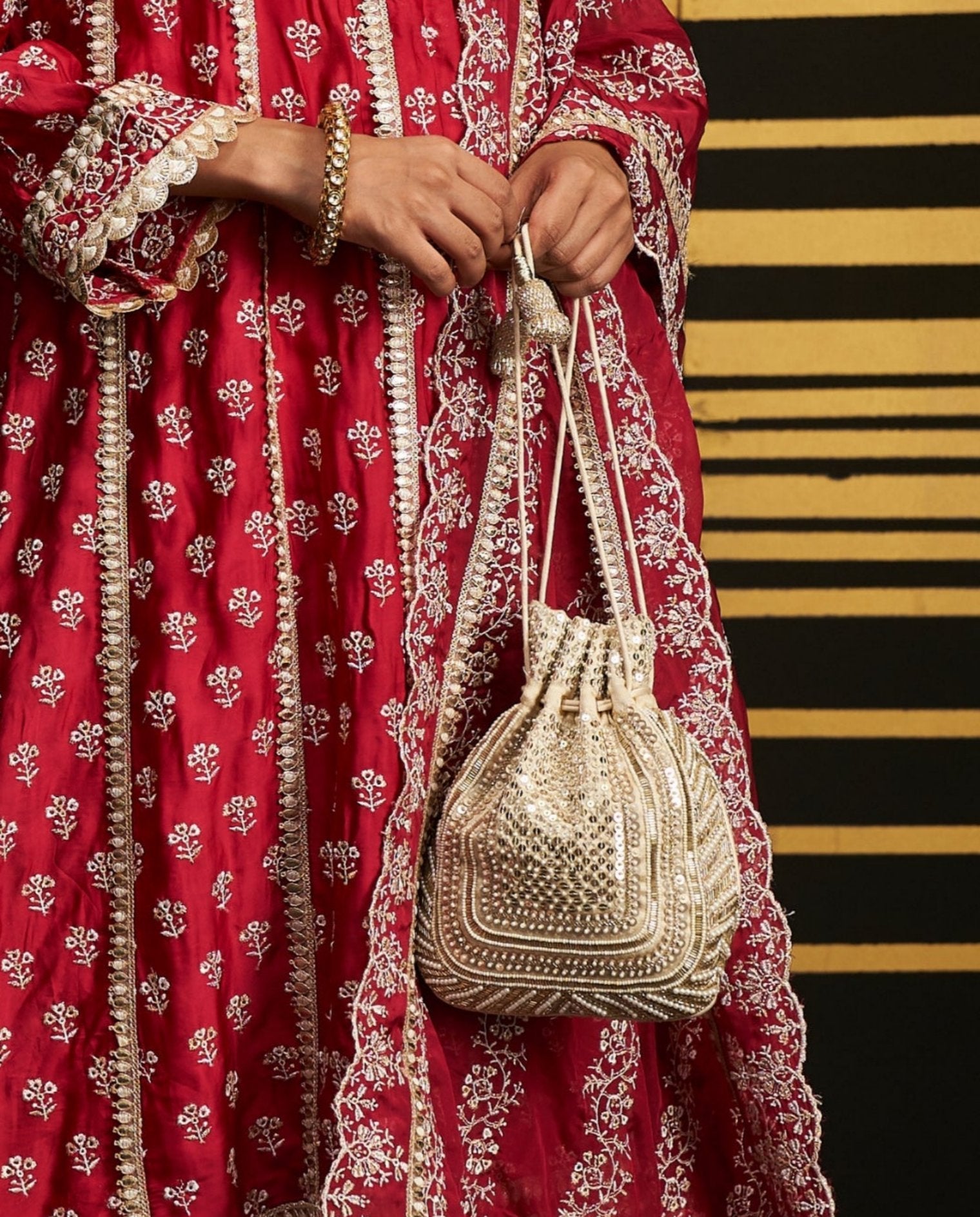 Mulmul Zarina Gold Potli Bag