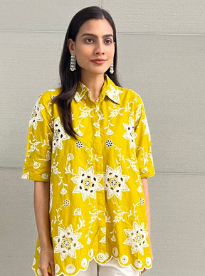 Mulmul Cotton Eve Yellow Shirt