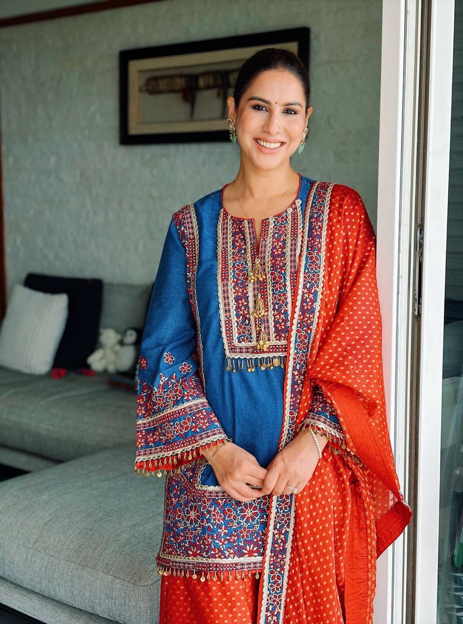 Saia Denim Kurta with Farshi Salwar