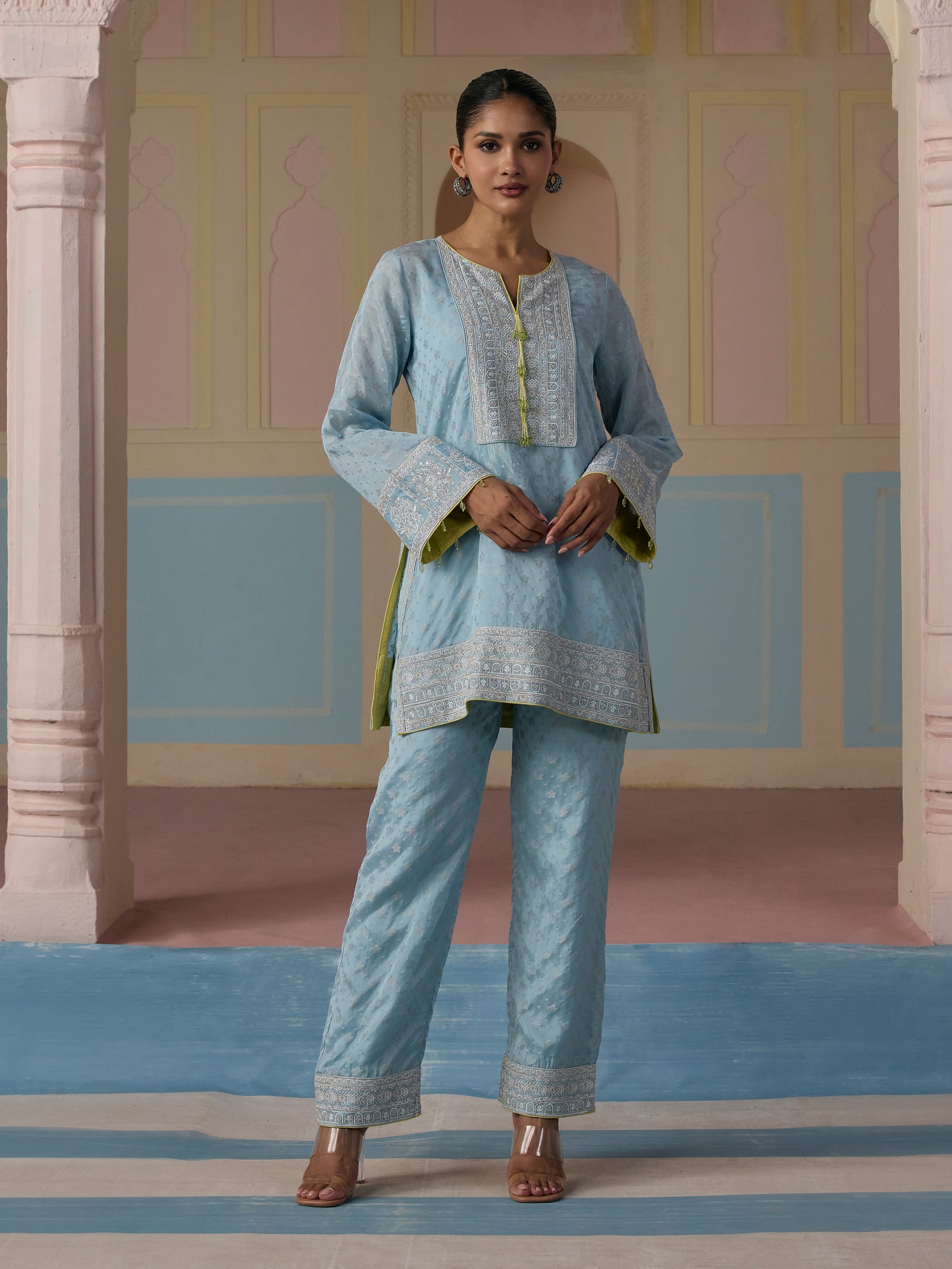 Elara Banarasi Light Blue Co-ord Set