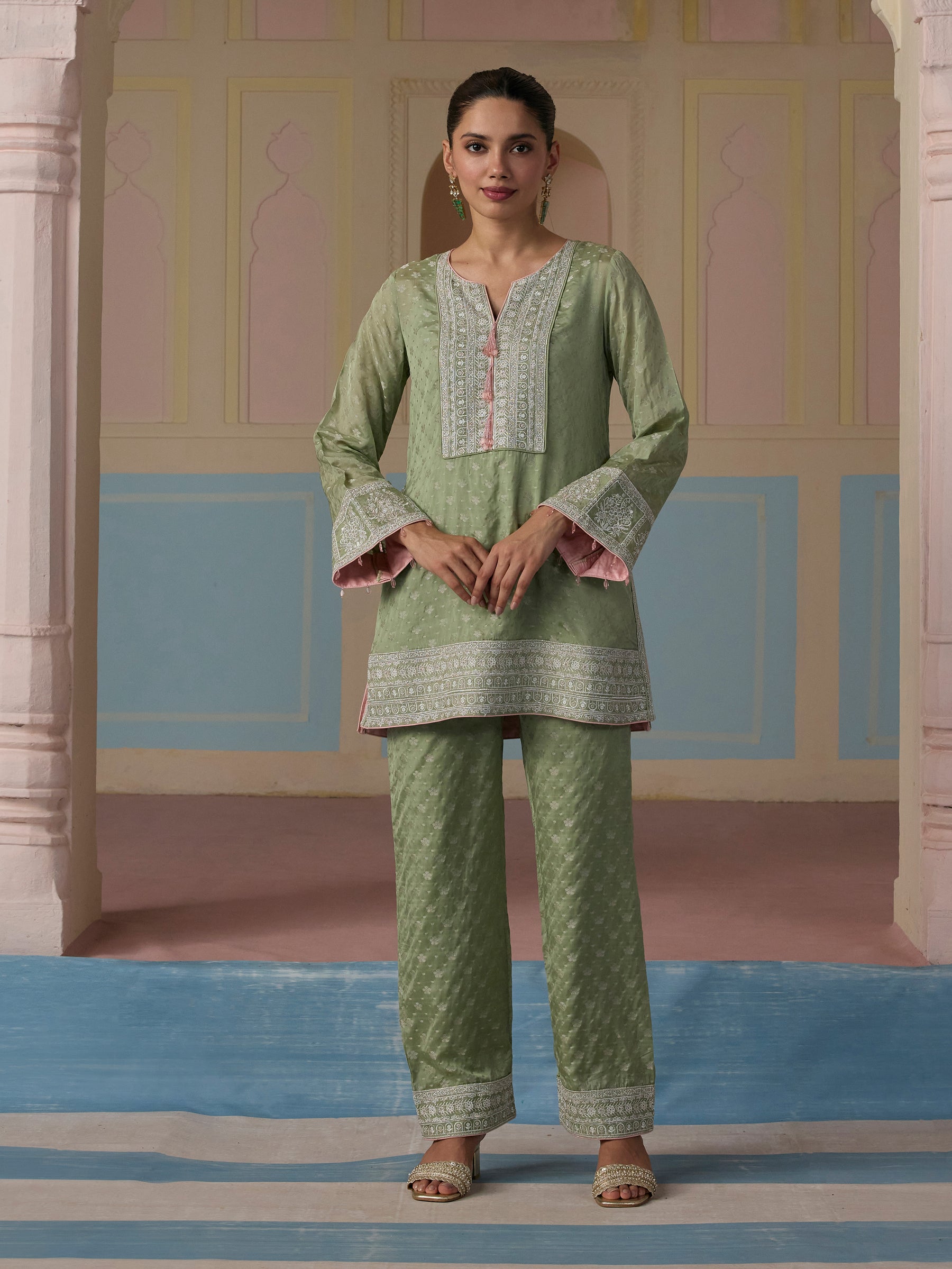 Elara Banarasi Green Co-ord Set