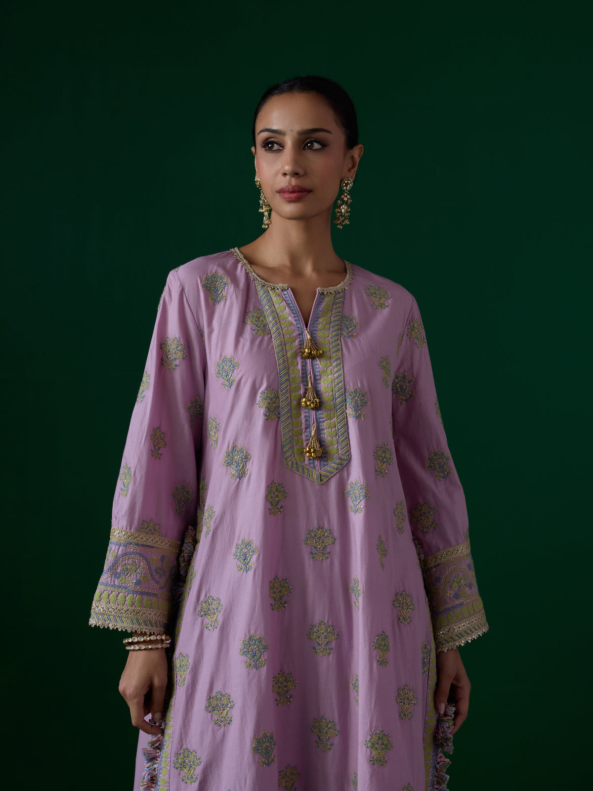 Ophel Pima Satin Lilac Kurta Set