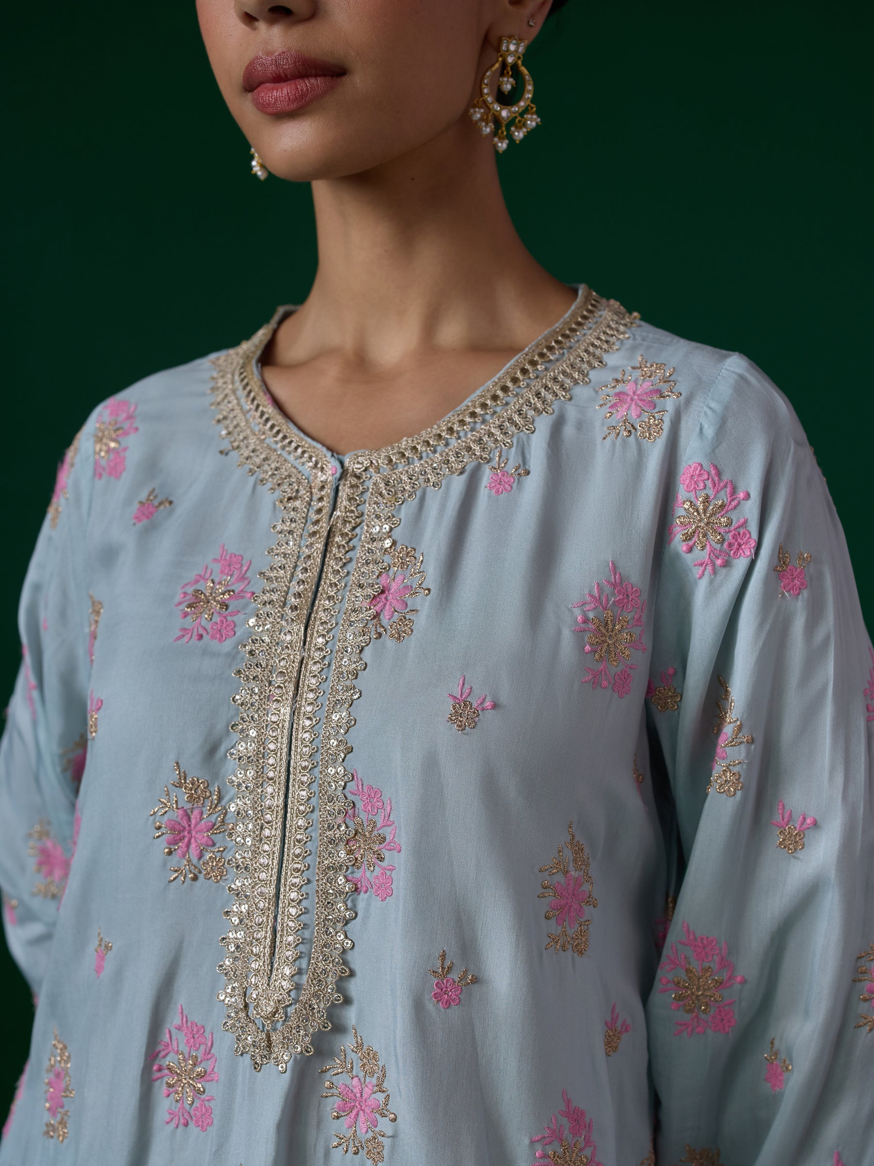Kangna Lawn Blue Kurta Set