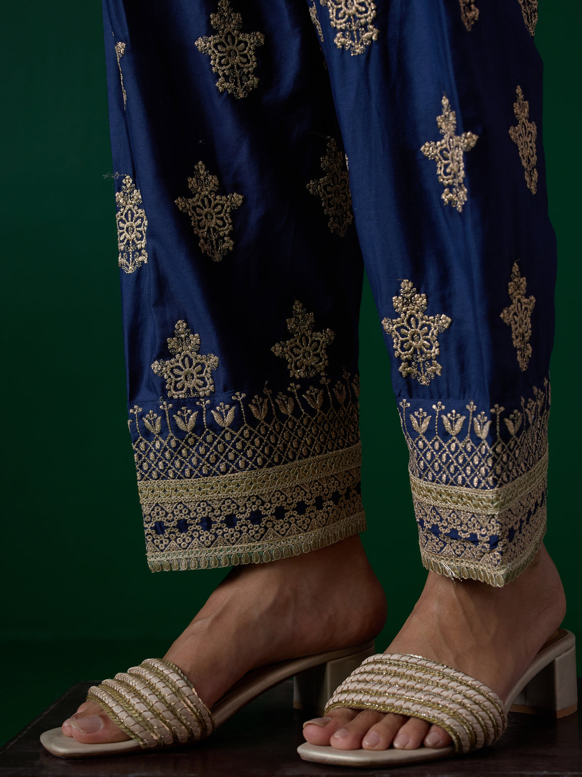 Elira Pima Satin Navy Kurta Set