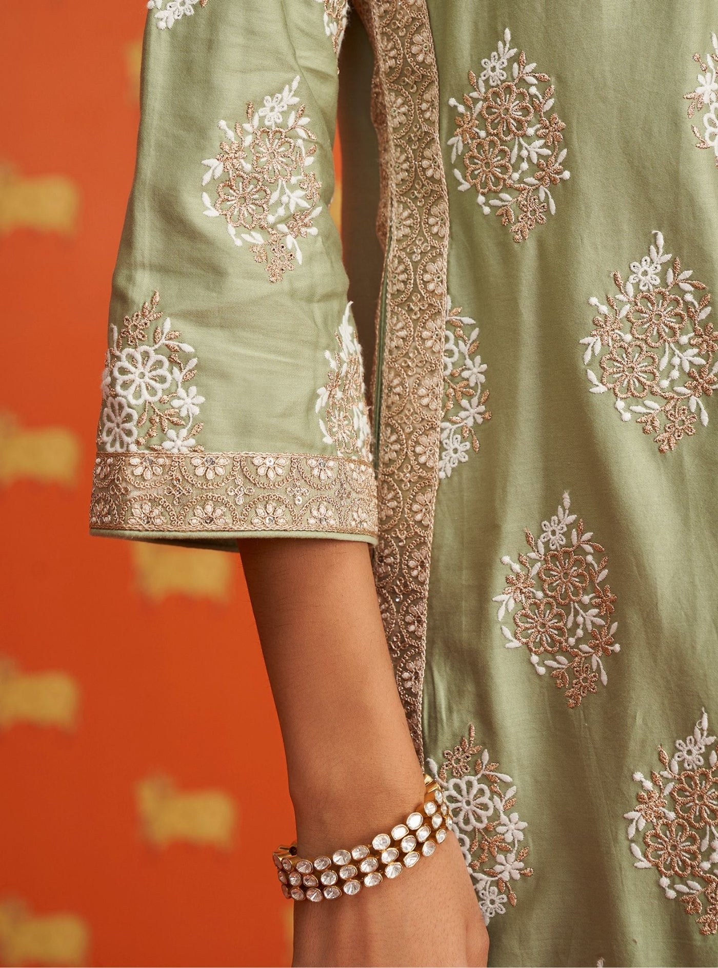 Nikhat Pima Satin Green Kurta Set