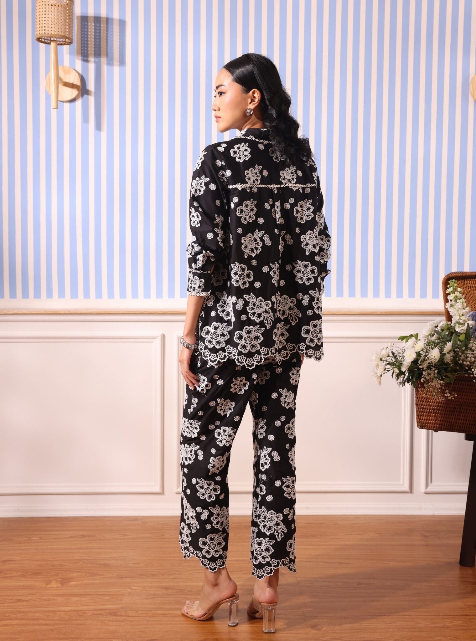 Mulmul Cotton Felix Black Shirt With Mulmul Cotton Felix Black Pant