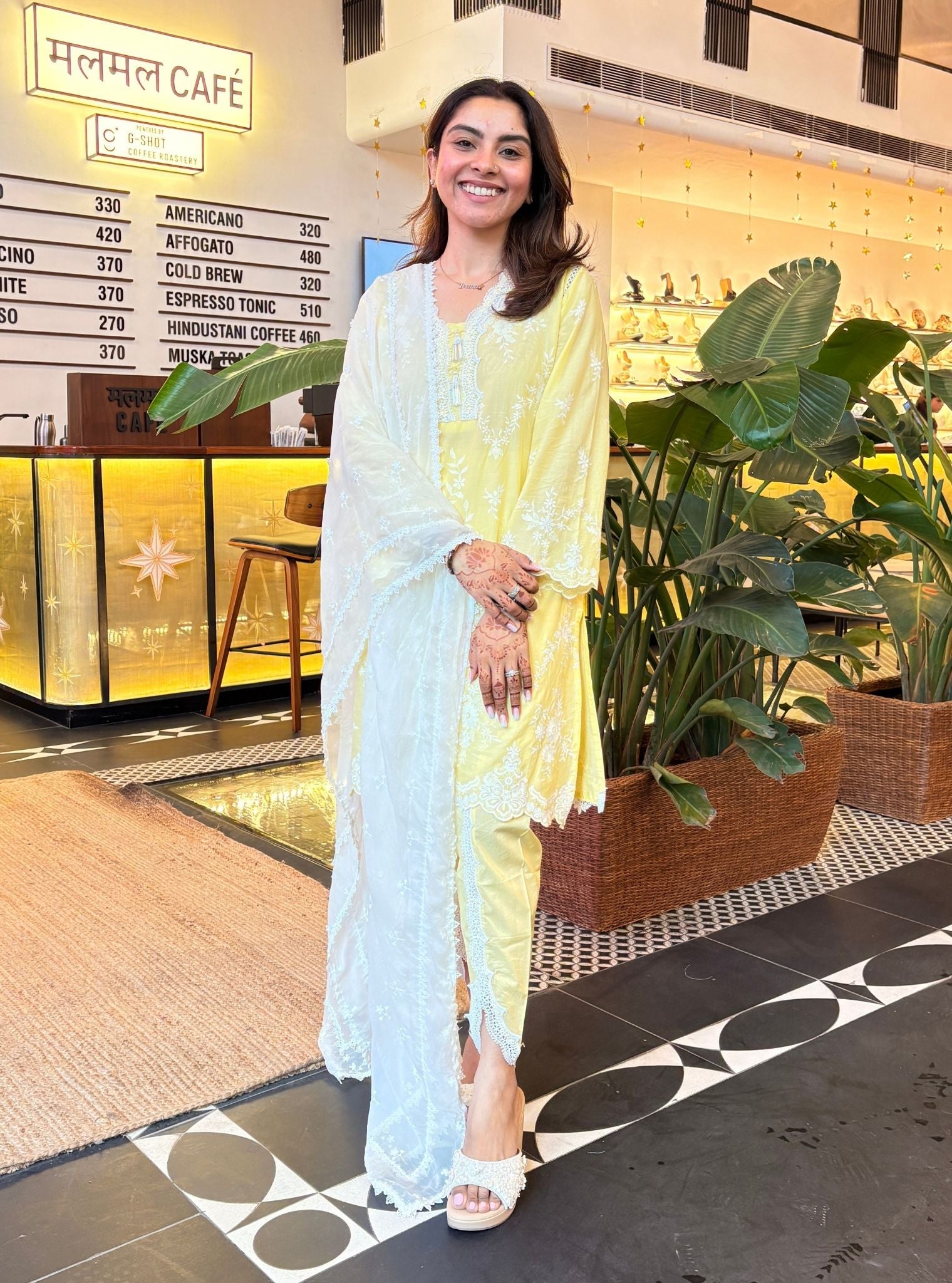 Atrai Supima Cotton Yellow Kurta Set
