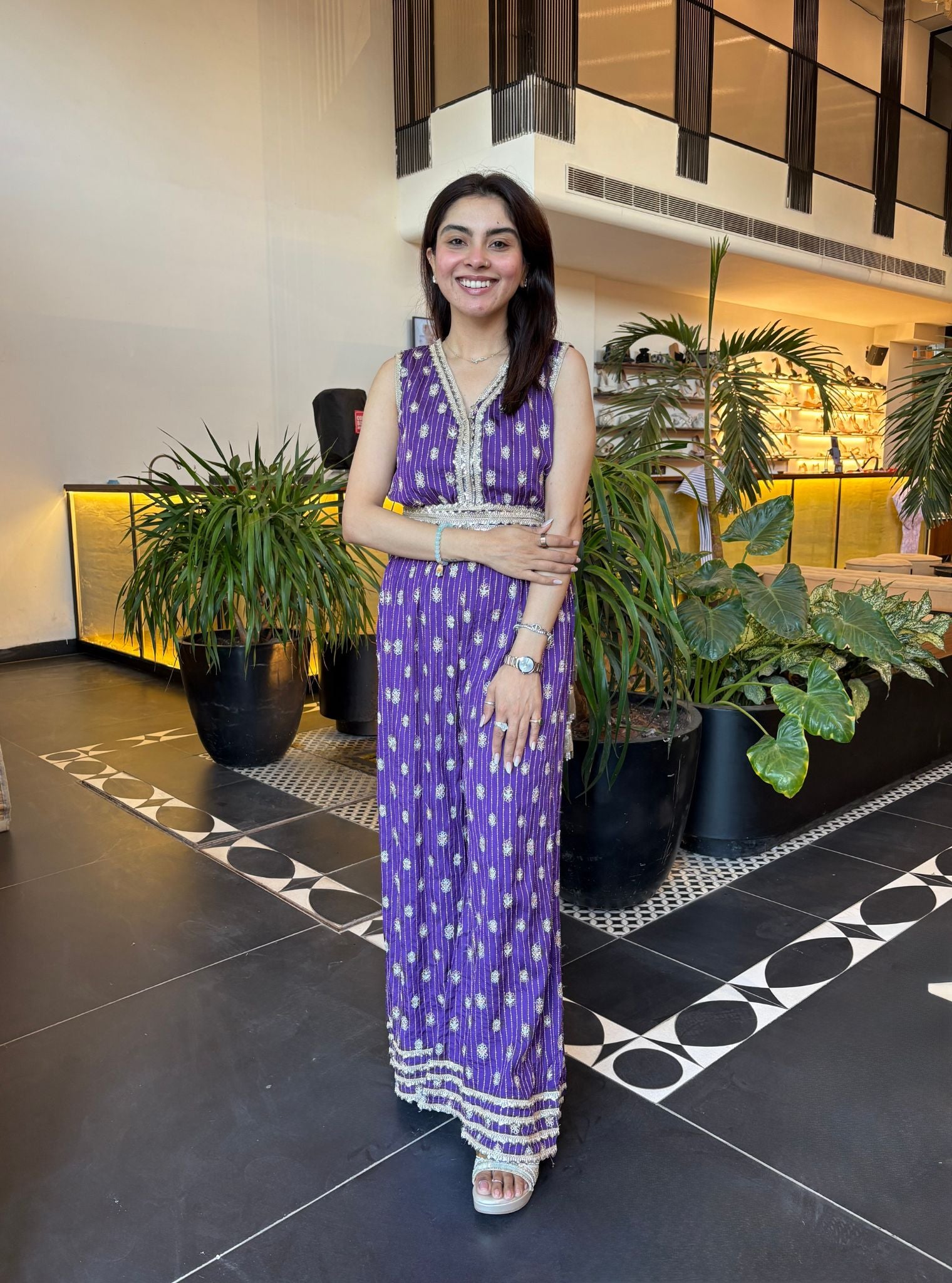 Mulmul Silk Raabta Purple Jumpsuit