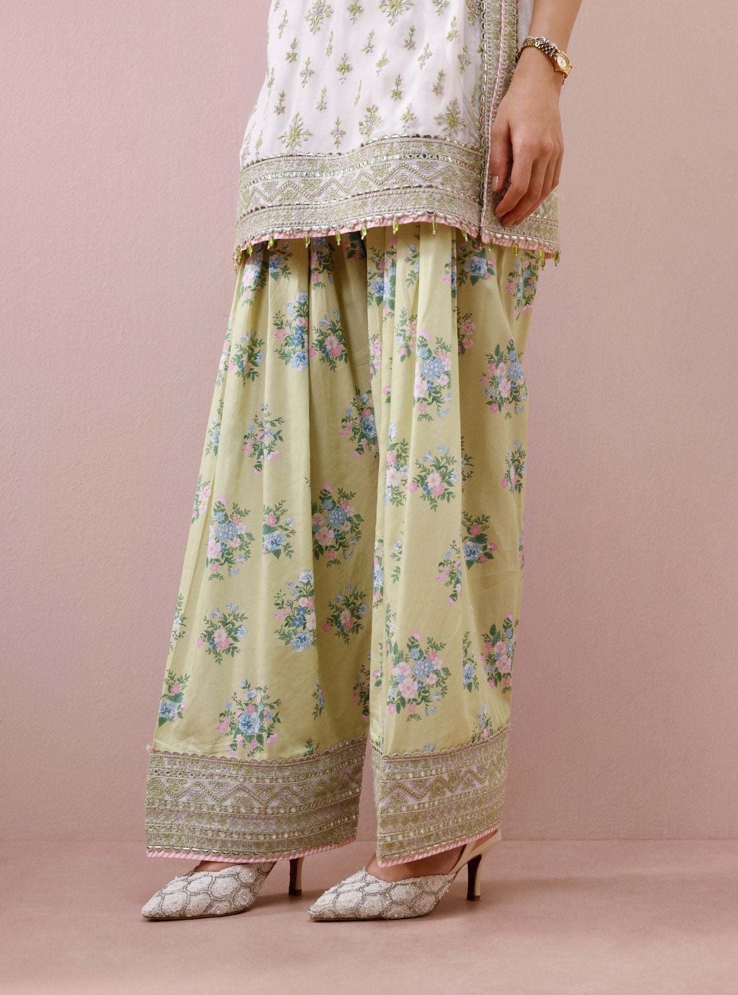 Elaan Organza Off-White Kurta with Farshi Salwar