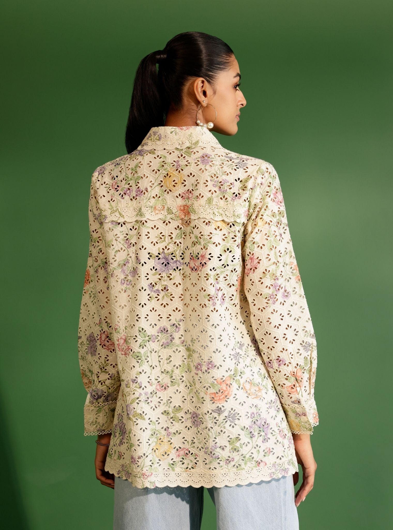 Mulmul Cotton Printed Beatrice Cream Shirt