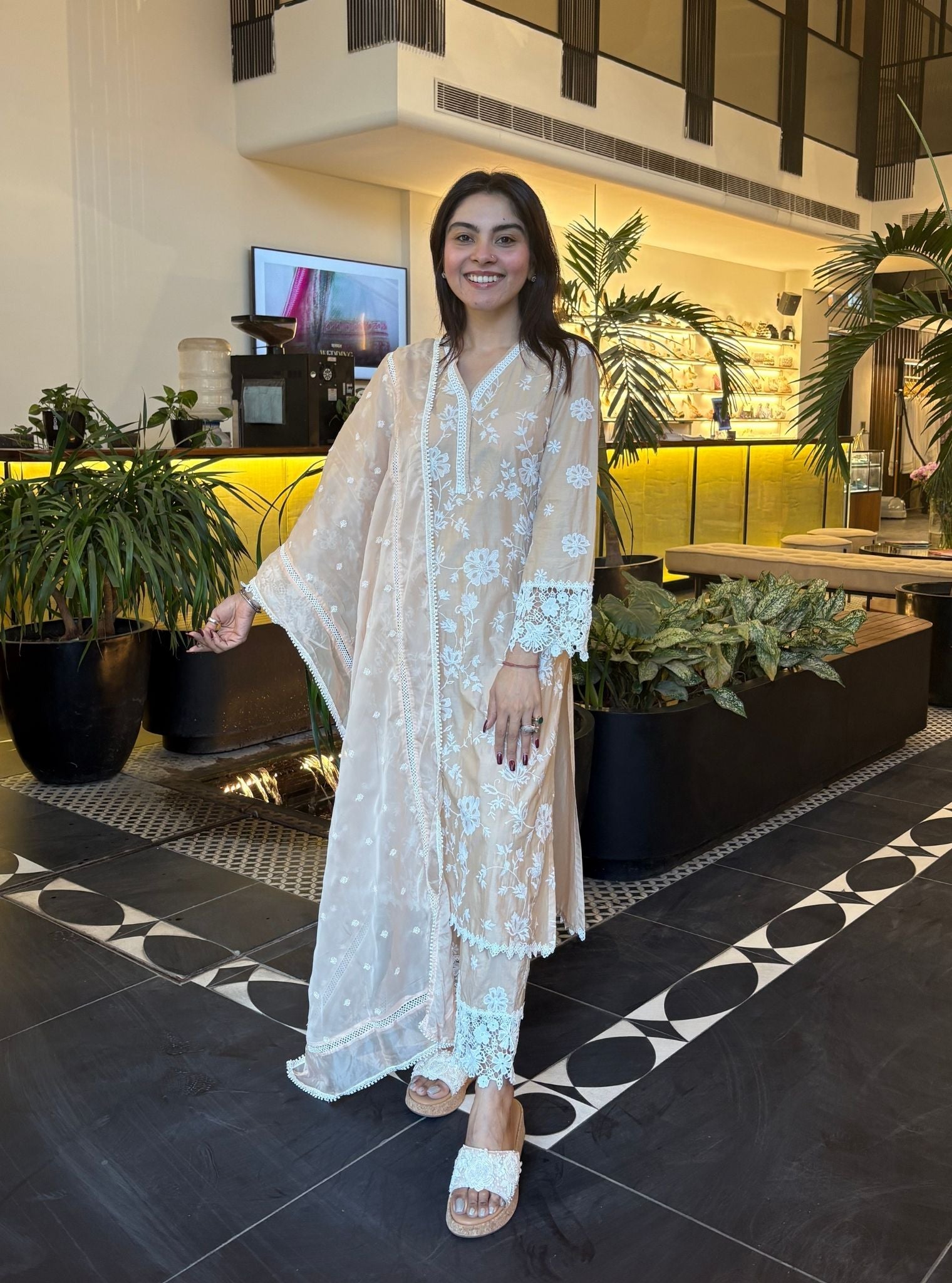 Roli Supima Cotton Beige Kurta Set