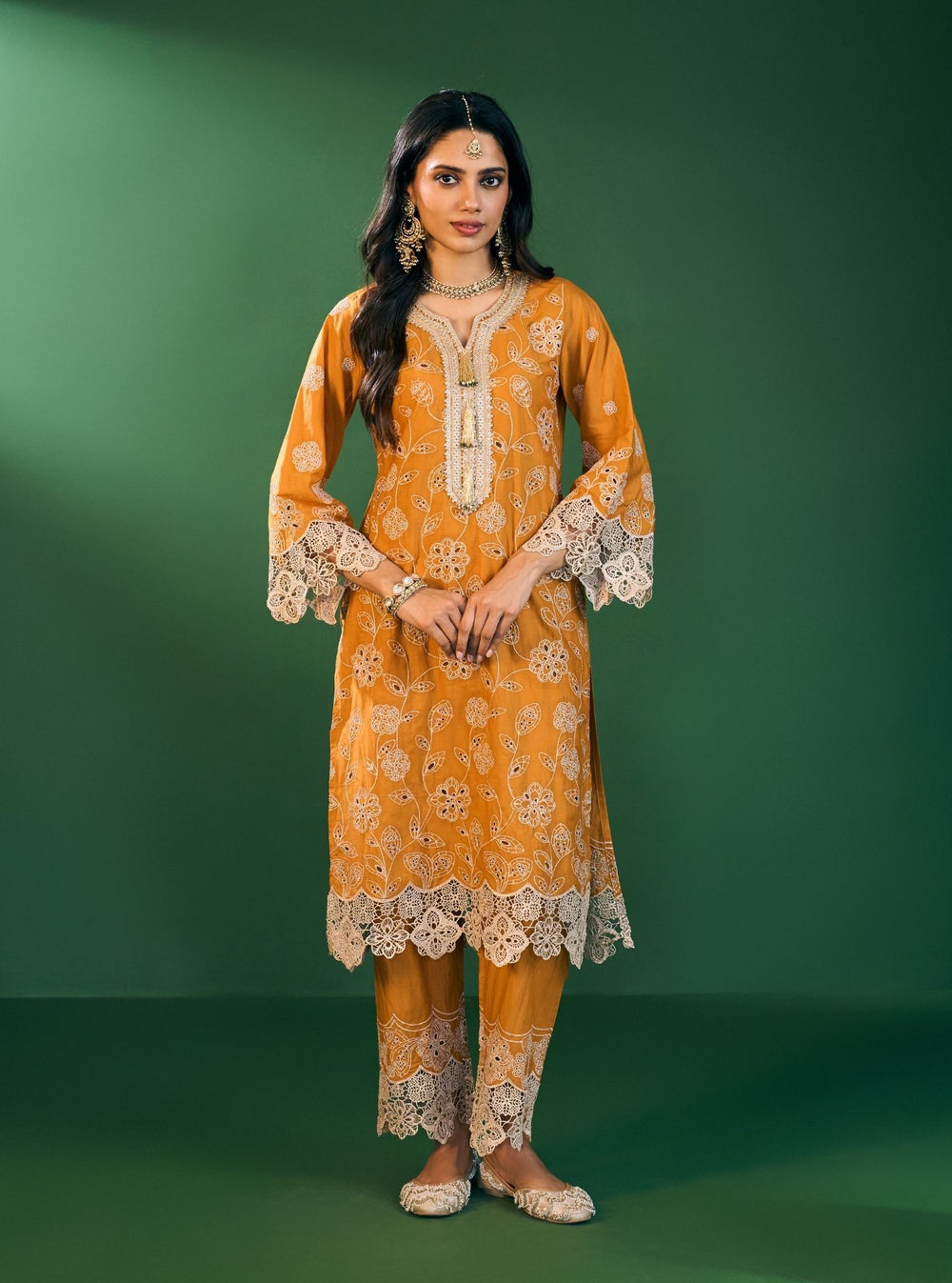 Arisha Supima Cotton Mustard Kurta Set