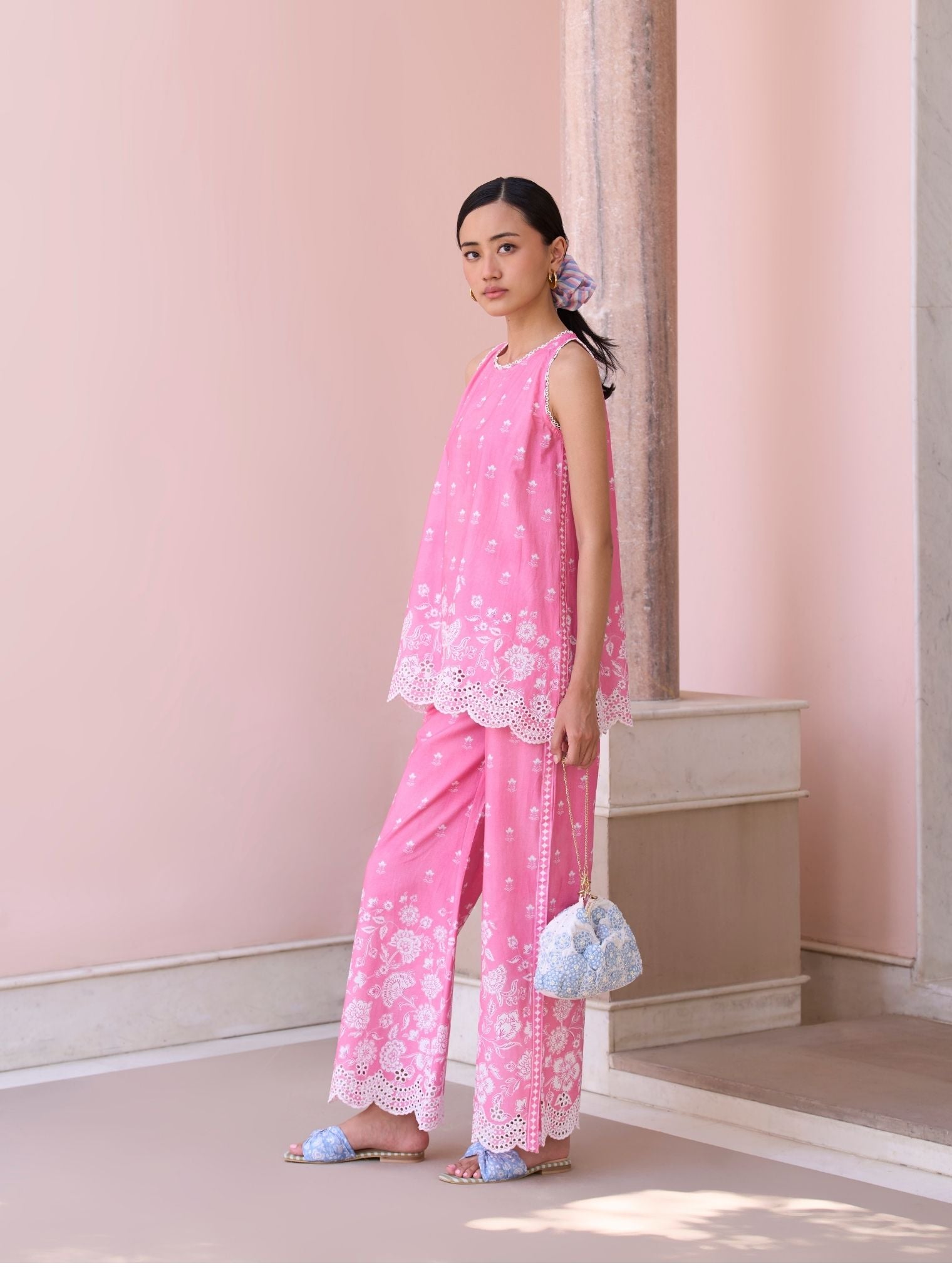 Zeenat Rani Pink Mulmul Supima Cotton Top Set Zeenat Rani Pink Mulmul Supima Cotton Top Set