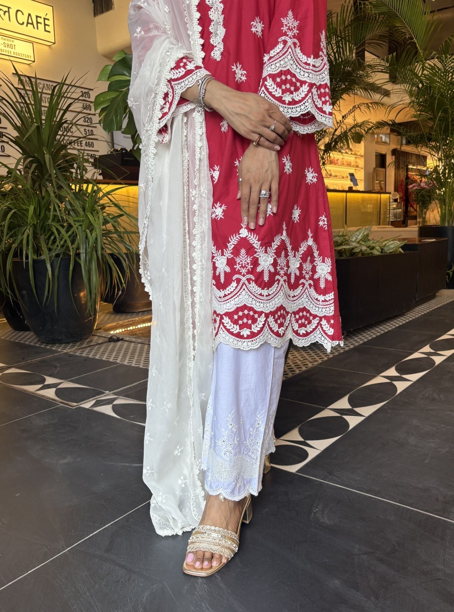 Acoi Supima Cotton Red Kurta Set