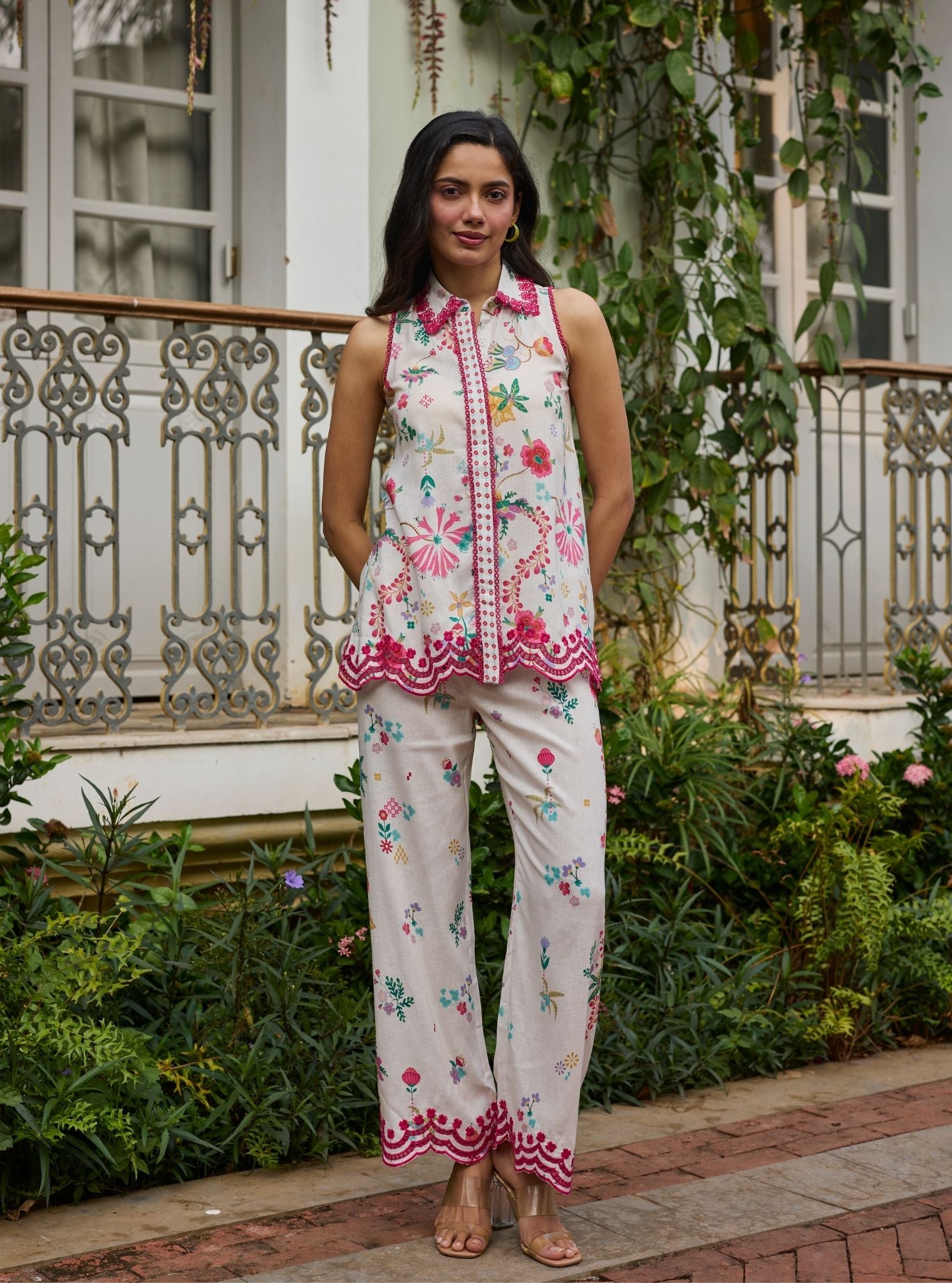 Eshira Linen Printed Off White Co-ord Set