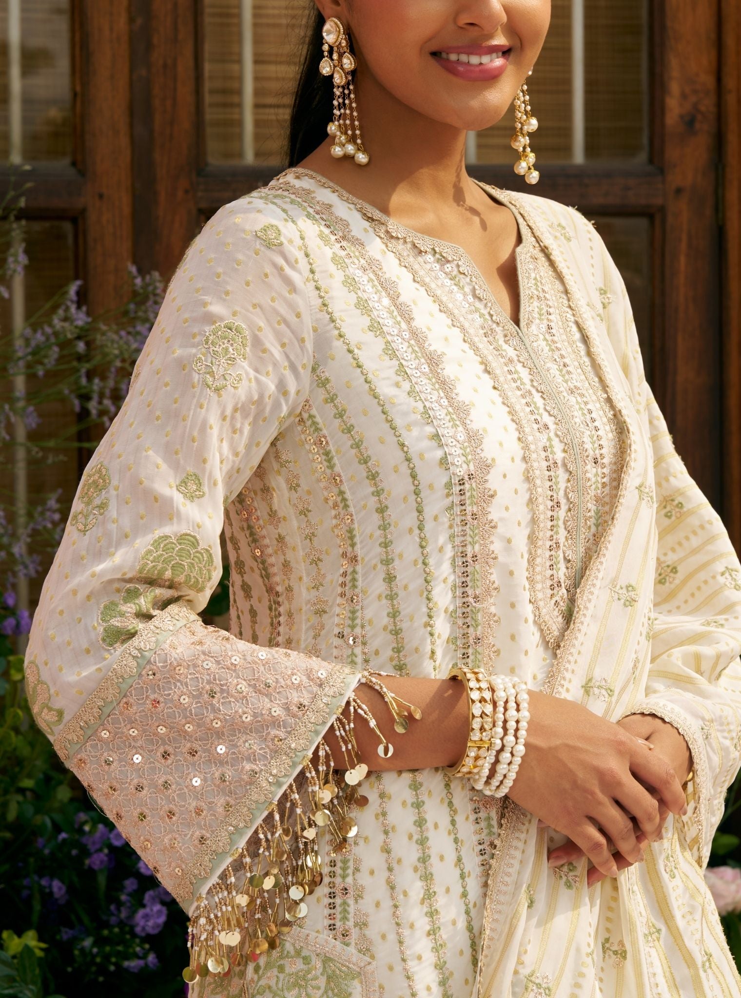 Panchi Banarsi Off White Kurta Set