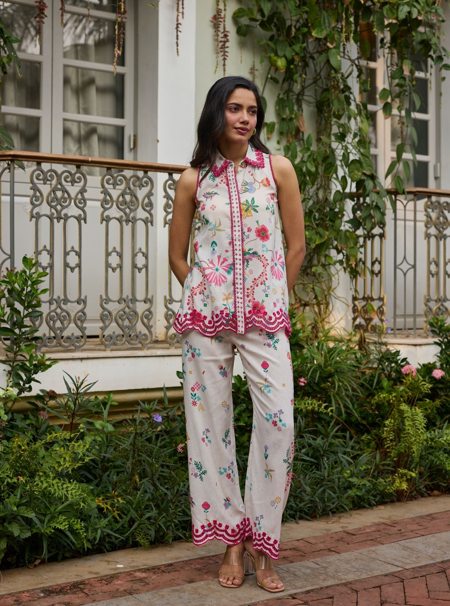 Eshira Linen Printed Off White Co-ord Set
