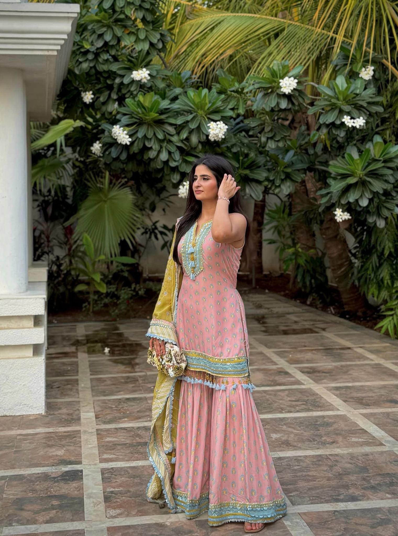 Ayra Lawn Printed Pink Kurta with Garara