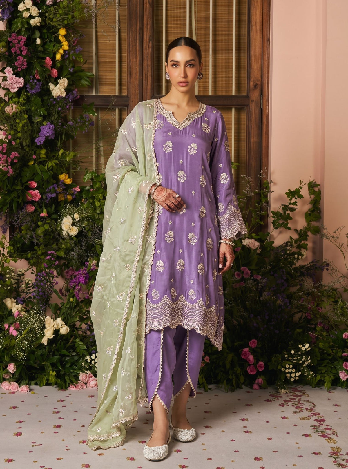 Mehar Crepe Violet Kurta Set